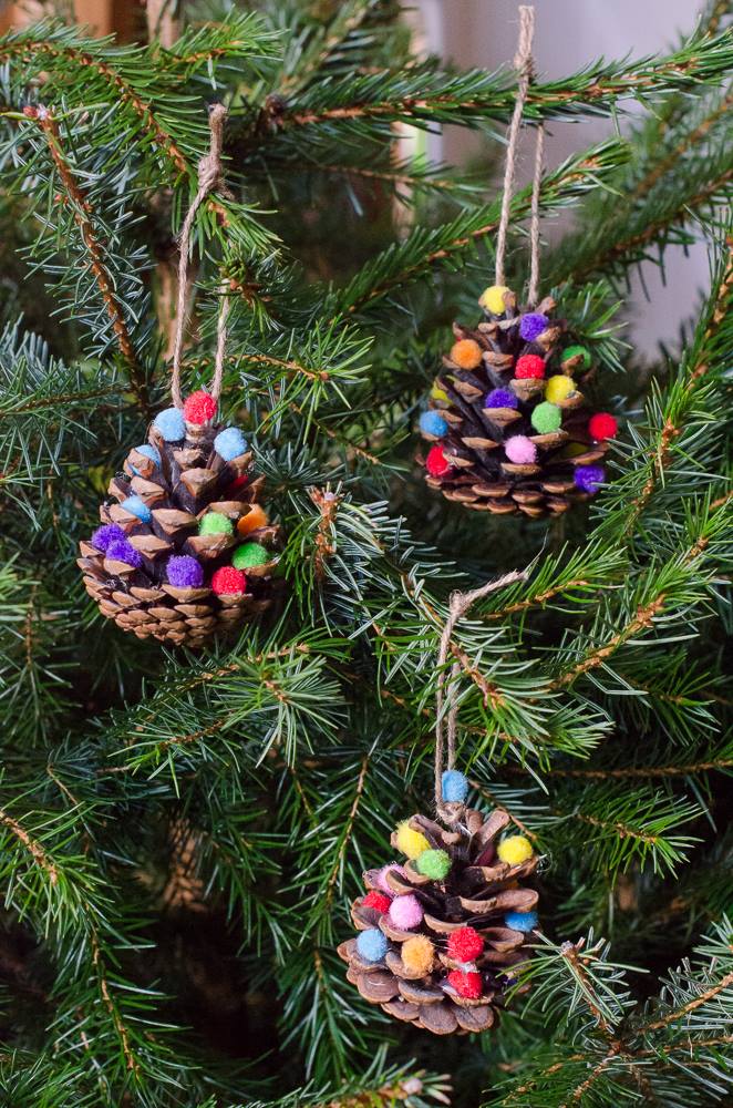 Easy to make pine cone tree decorations