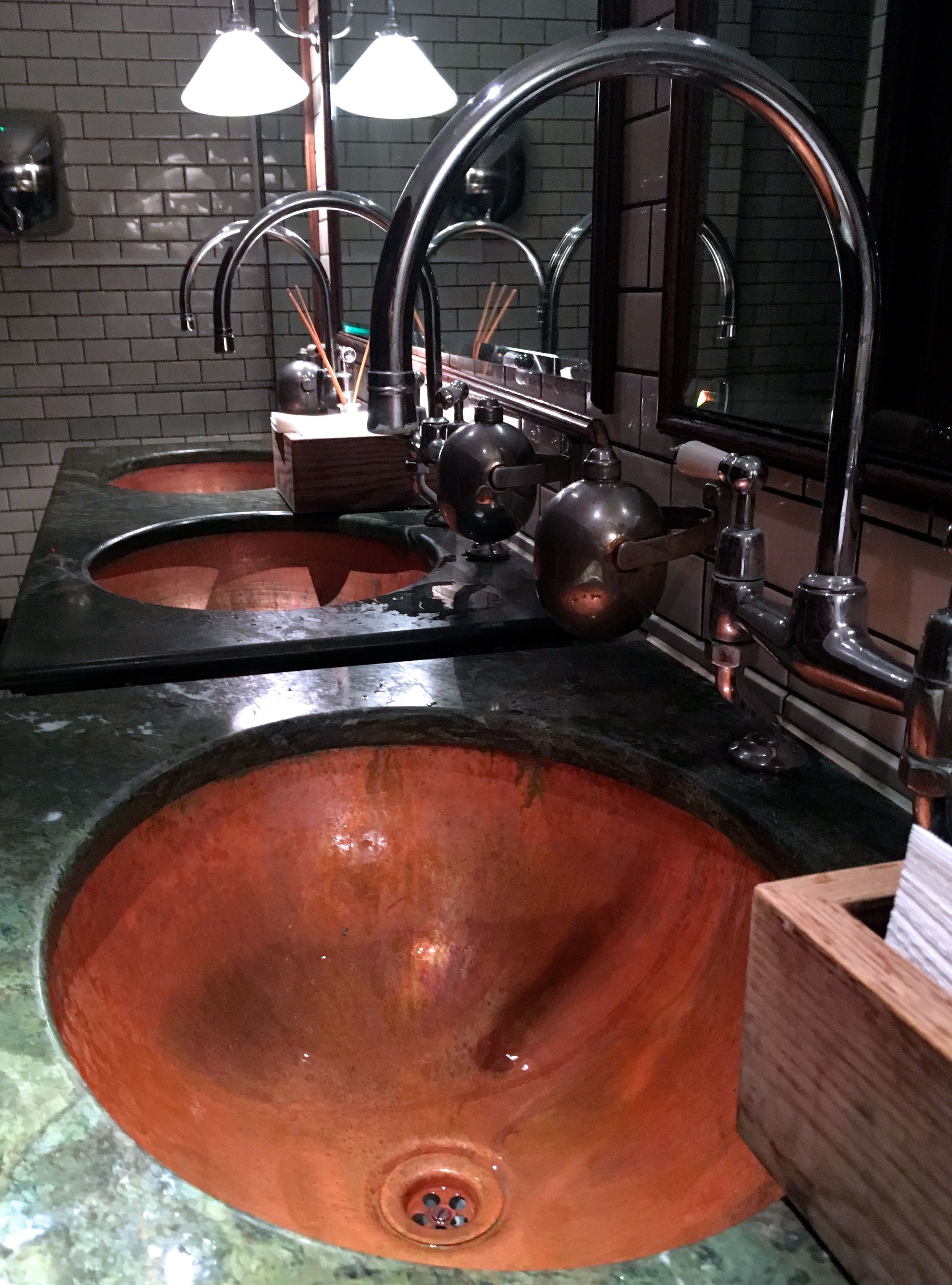Three copper sinks and oozing charm and style