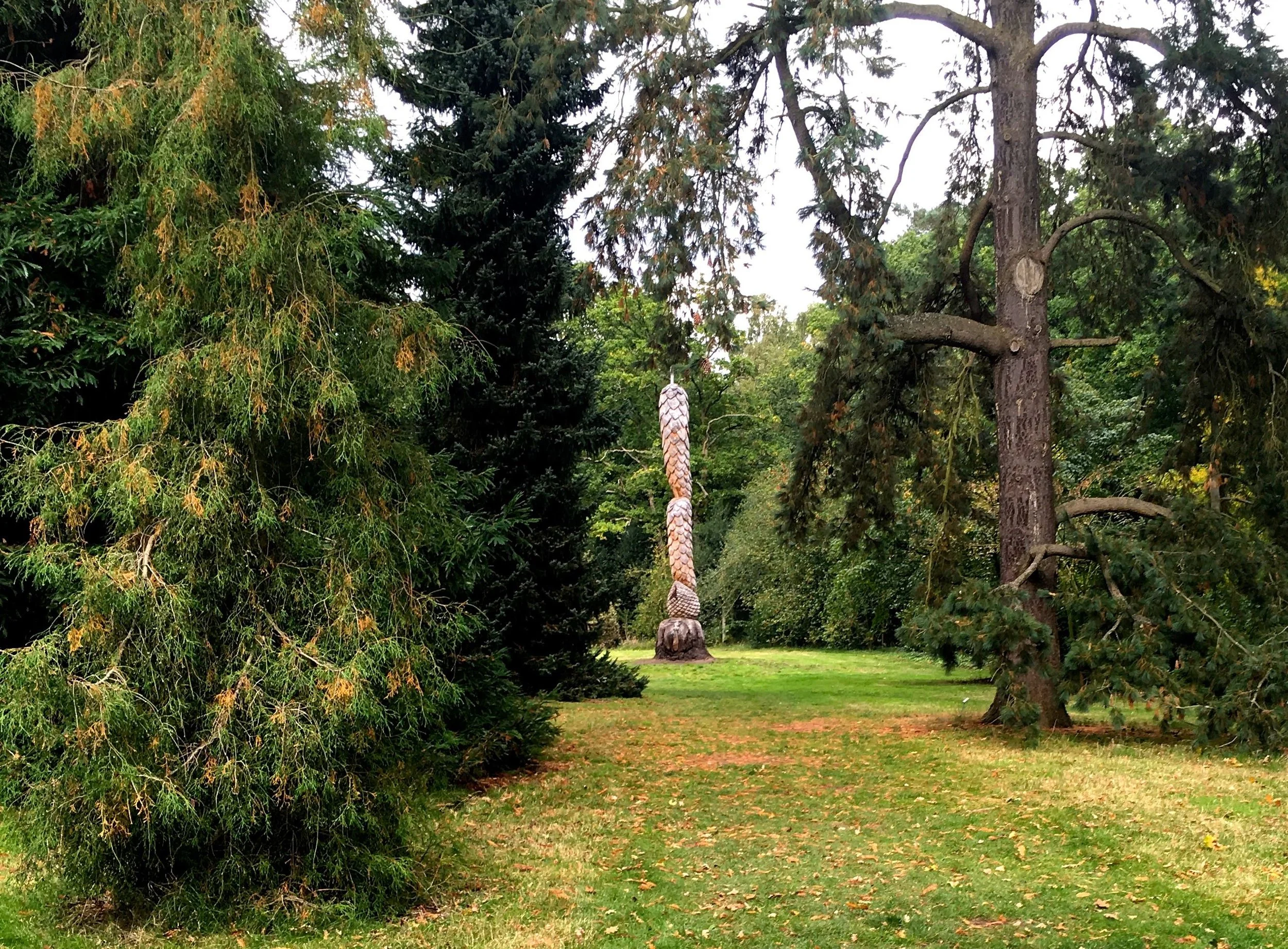 In the distance I caught my glimpse of the giant pine cone at RHS Wisley during Woodfest
