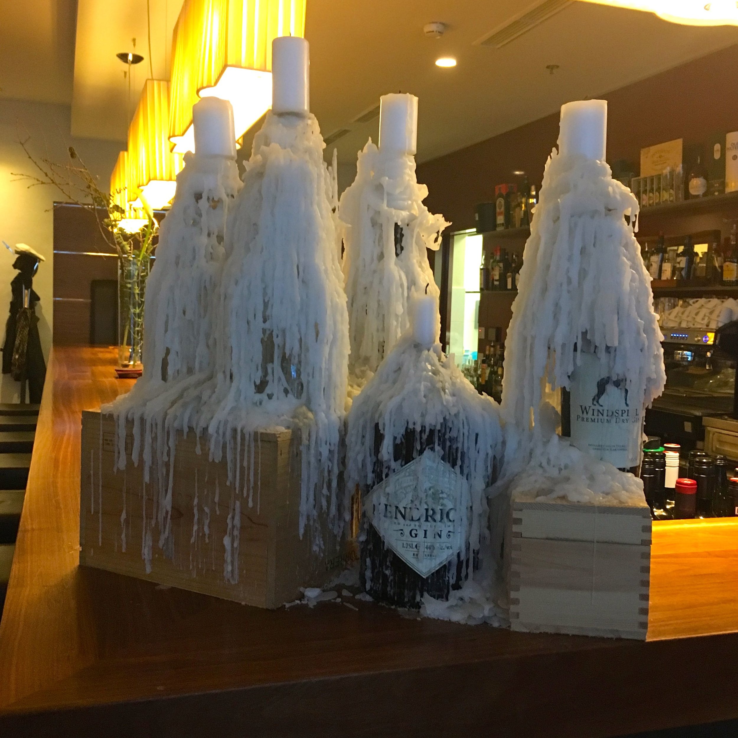some candles on the bar in the austrian hotel