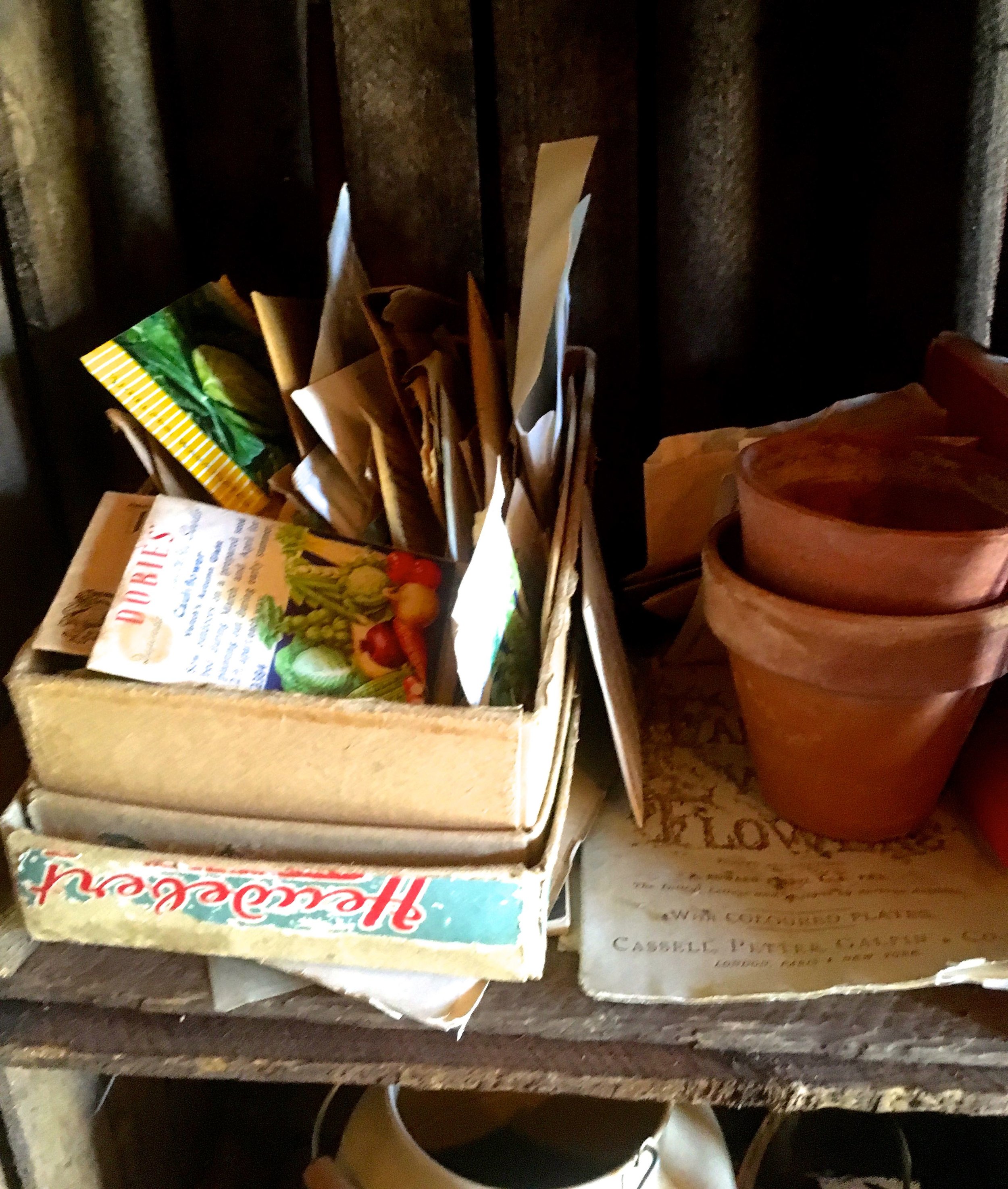 More seeds and vintage looking packets, looking about as neat and orderly as my own seed store