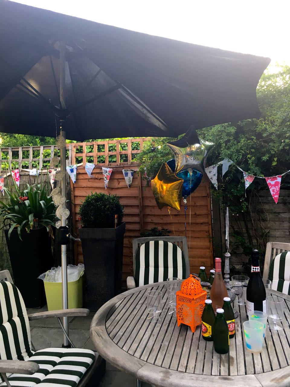 the parasol from rattan direct is large enough to easily cover a table for four