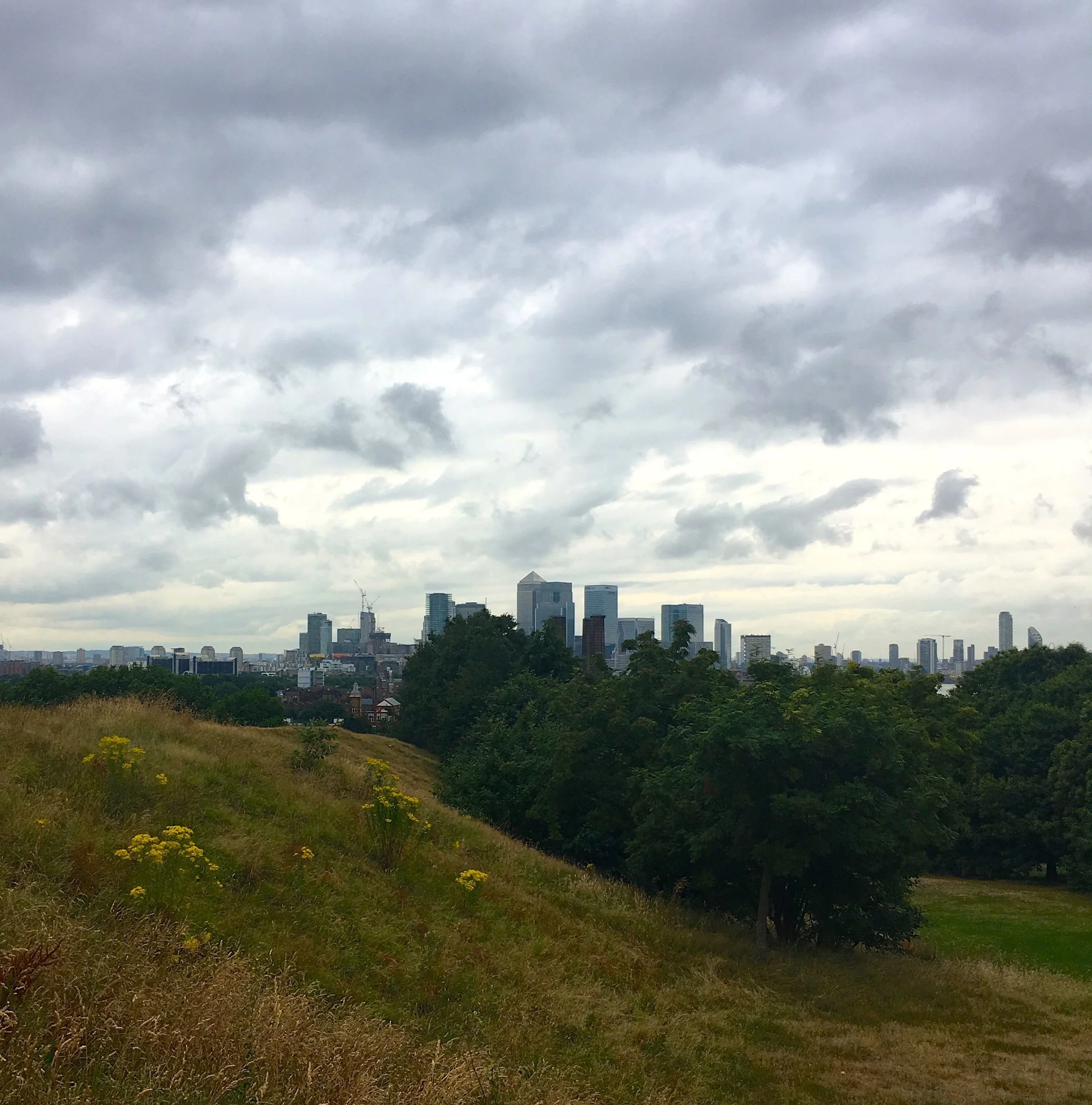 Looking over at London's skyline from Greenwich Park