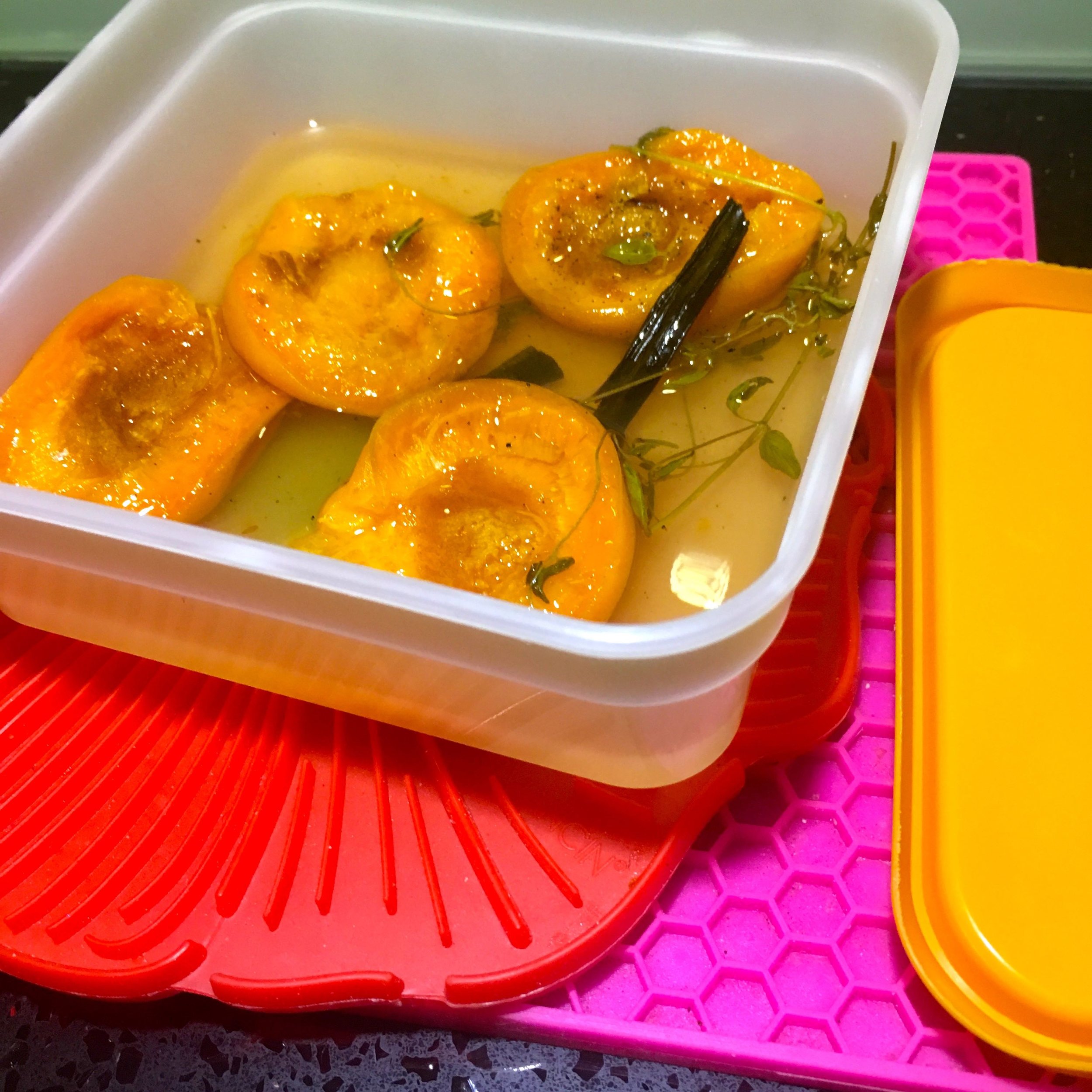 Apricots cooked with thyme and vanilla - and not dropped in the dirt this time