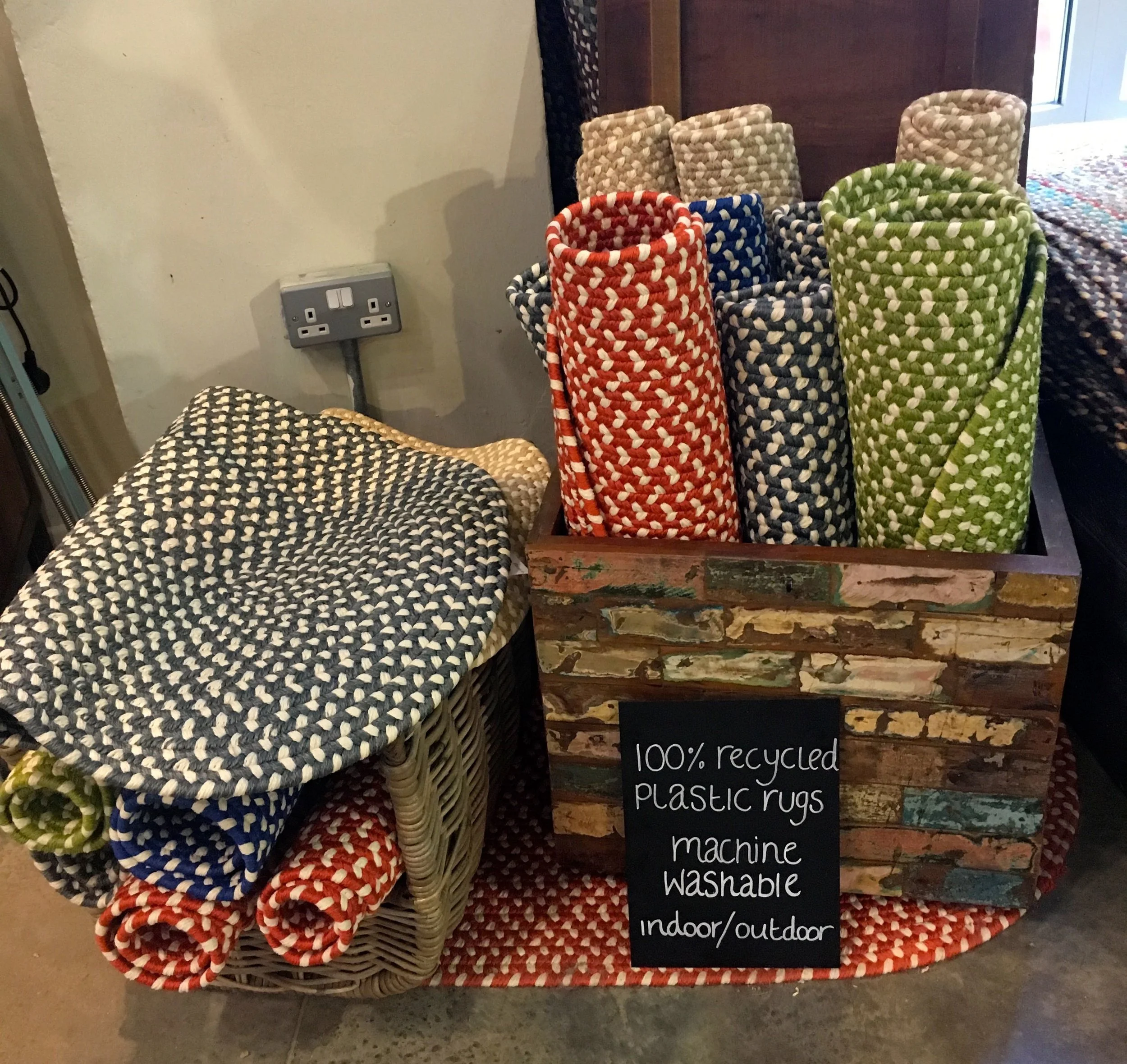 100% recycled plastic rugs in the Homes & Gardens shop at Snape Malting Suffolk