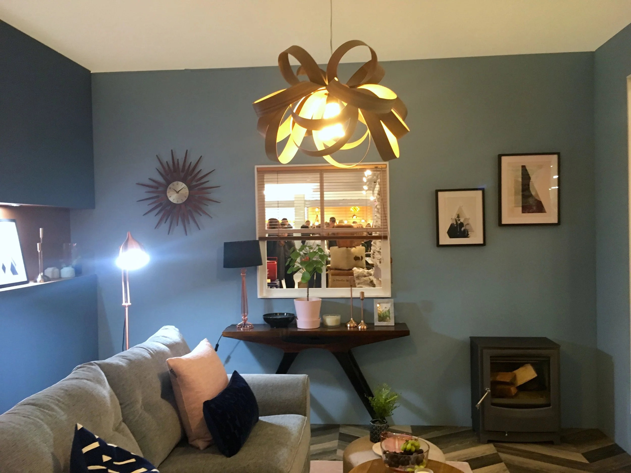 Shedding some light  in the living room at the Ideal Home Show roomset