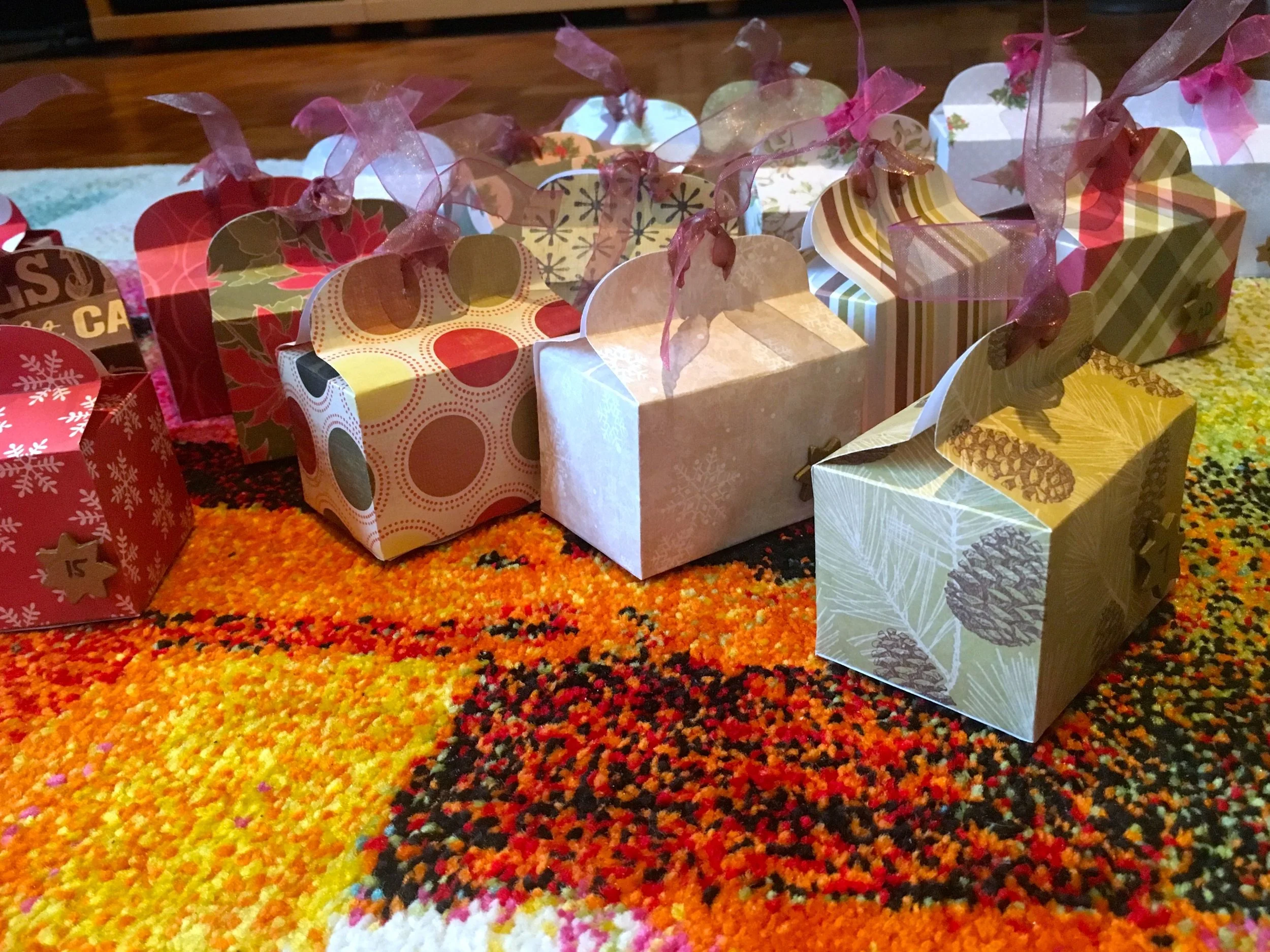 A collection of boxes, assembled and filled