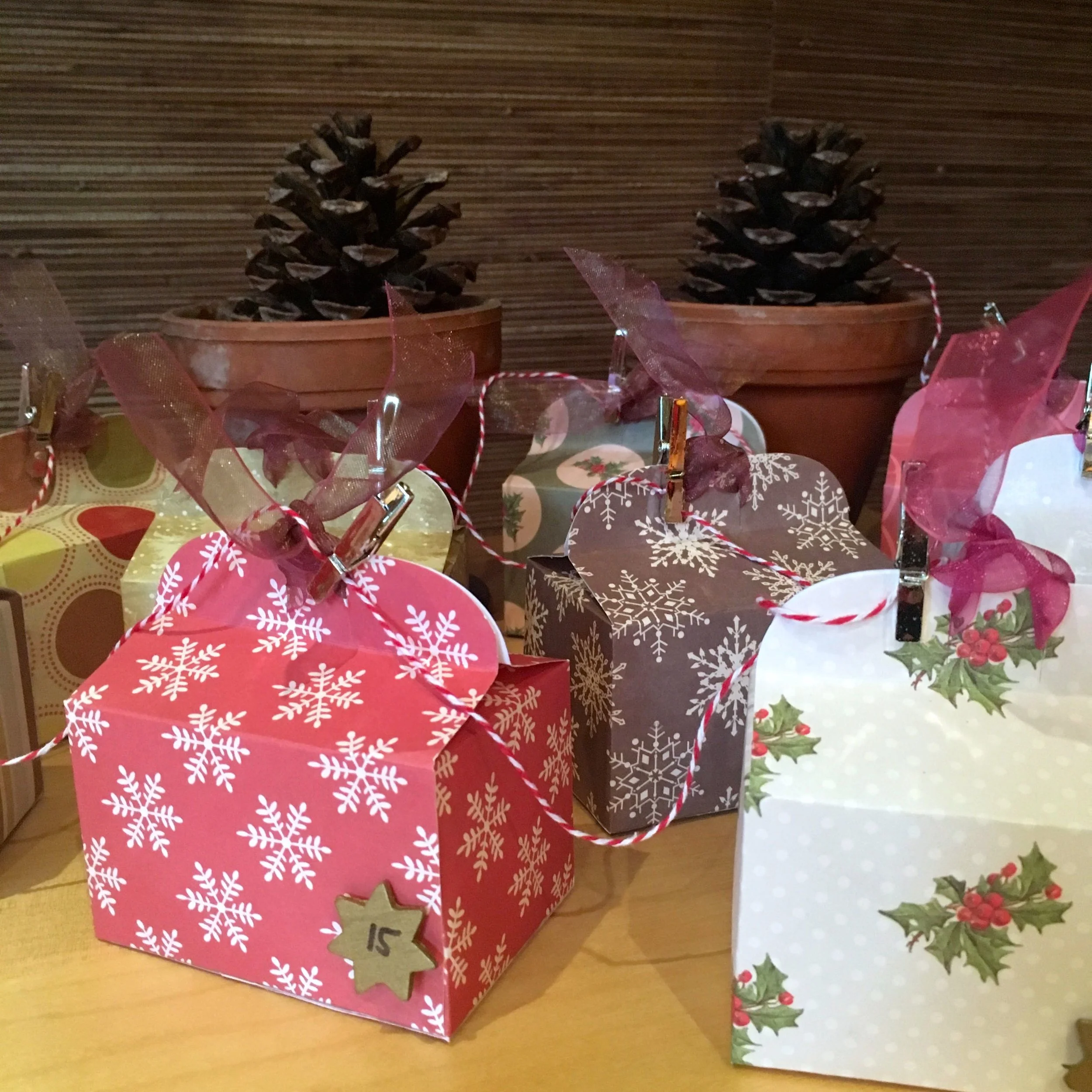 Our handmade advent calendar assembled and in place