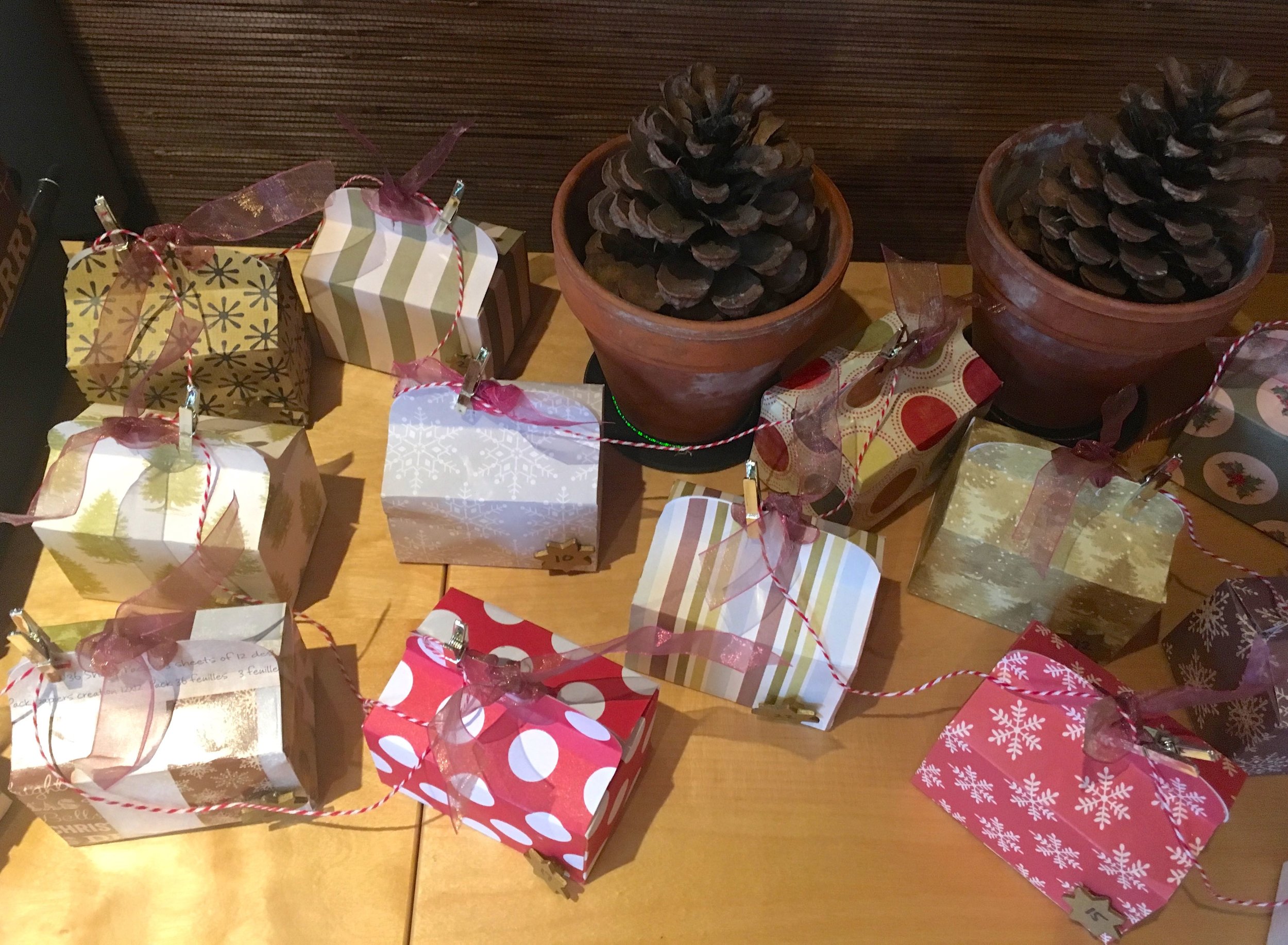 Looking from above at our handmade advent calendar