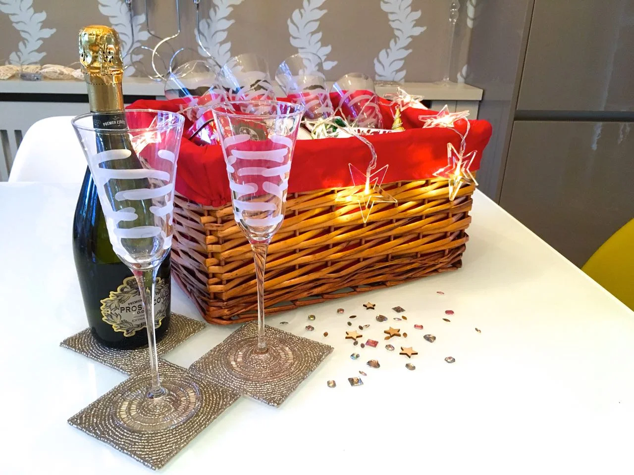 Glasses and Christmas goodies from Homesense