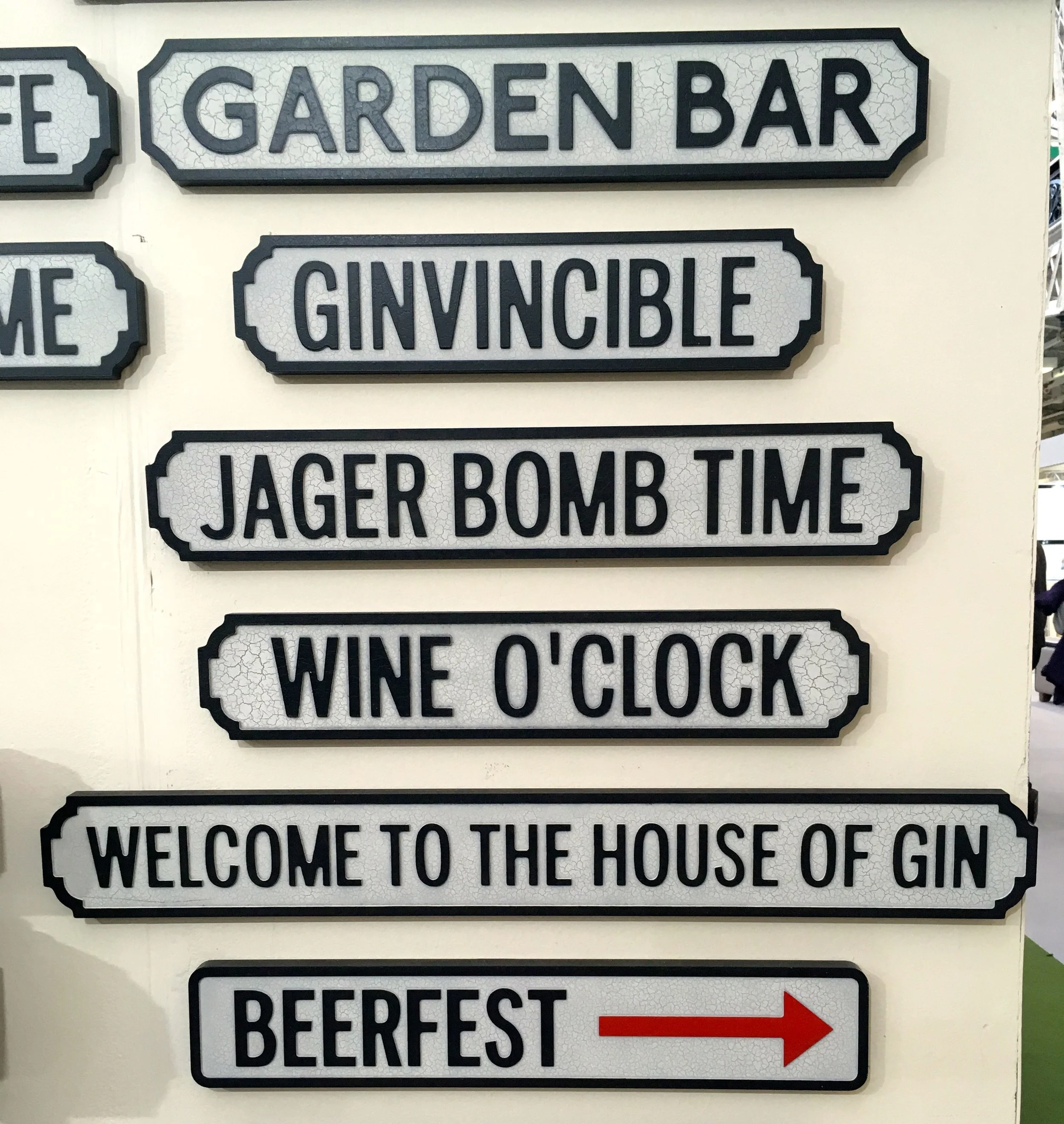 Signs at the Ideal Home Show