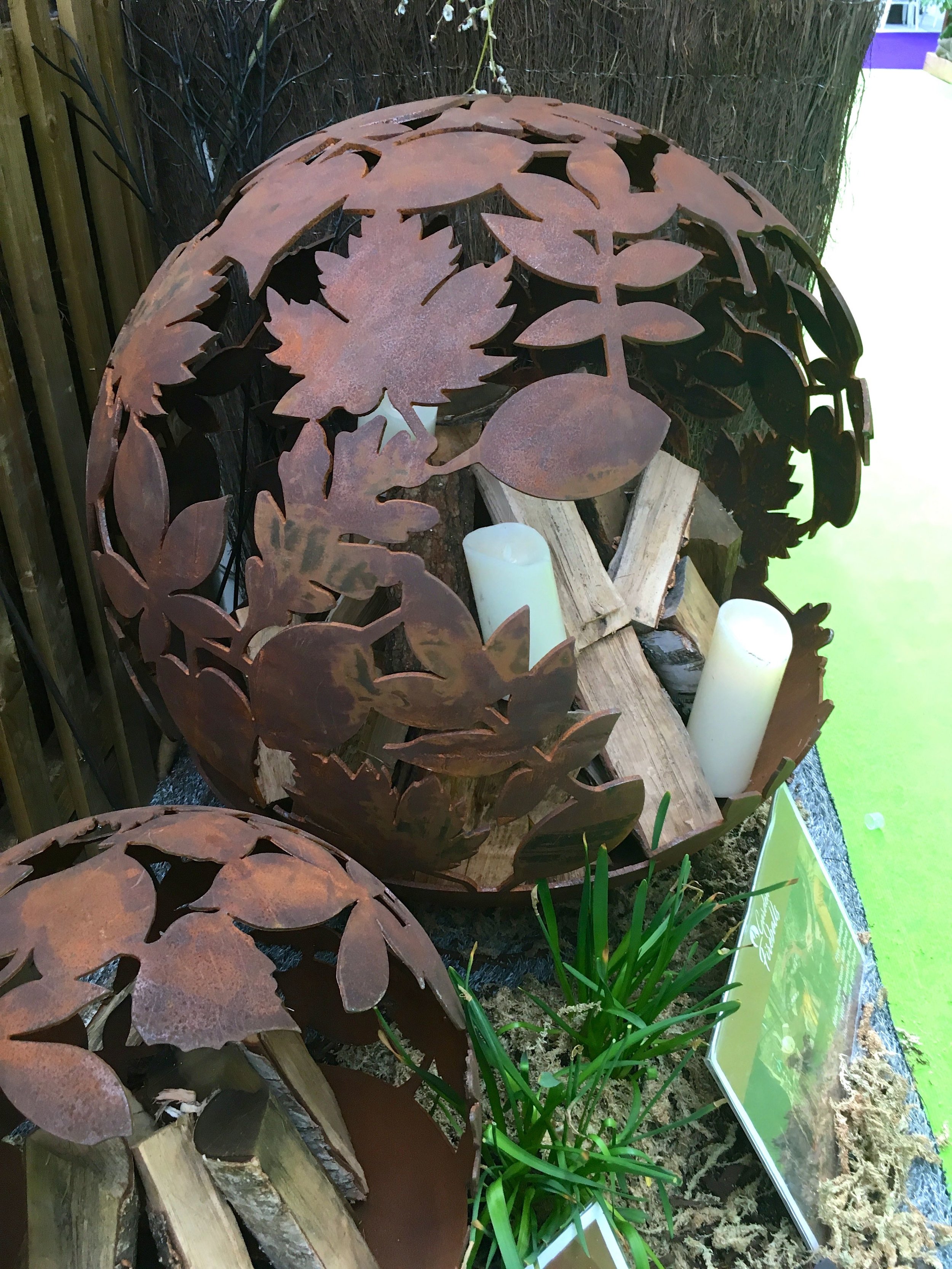 Steel fire balls at the Ideal Home Show