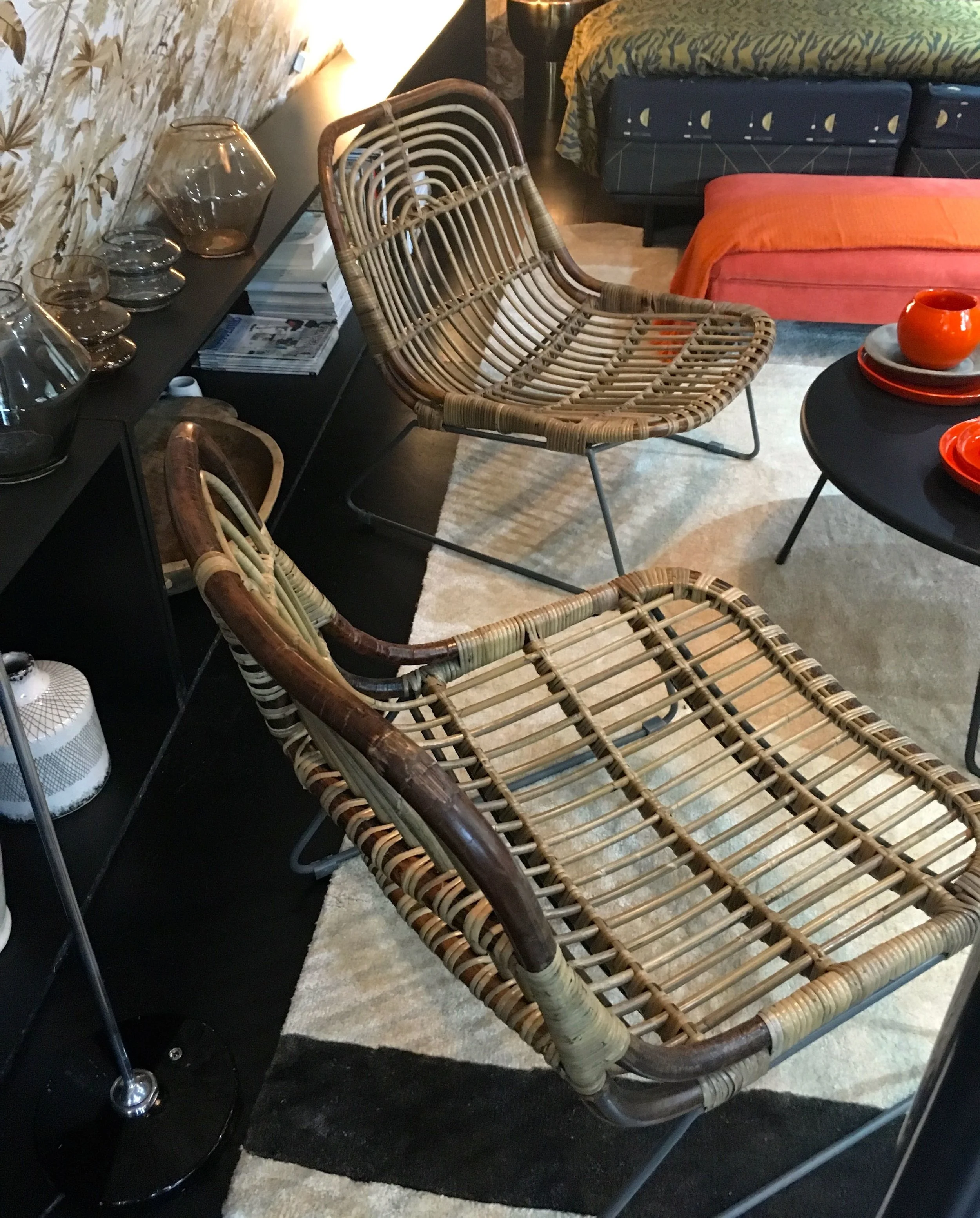 Natural chairs in the garden pod at the Ideal Home Show