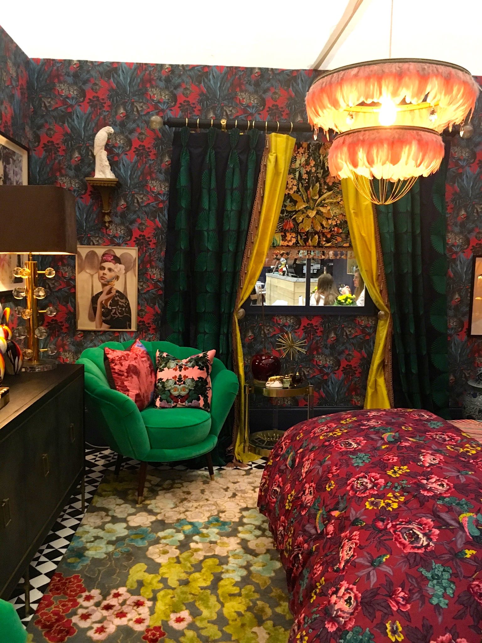 Patterns everywhere you look in this bedroom room set at Grand Designs Live