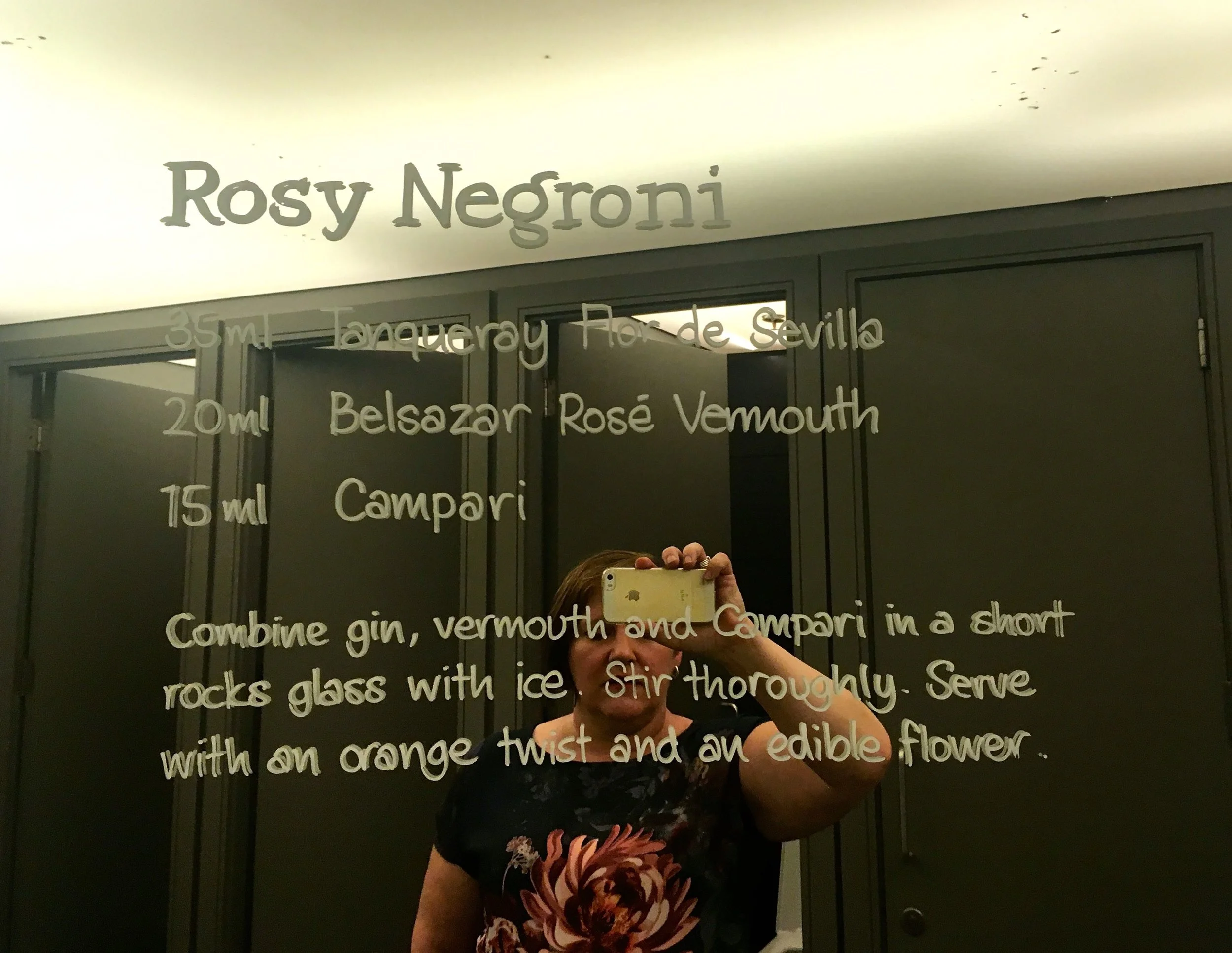 A cocktail recipe on the mirror