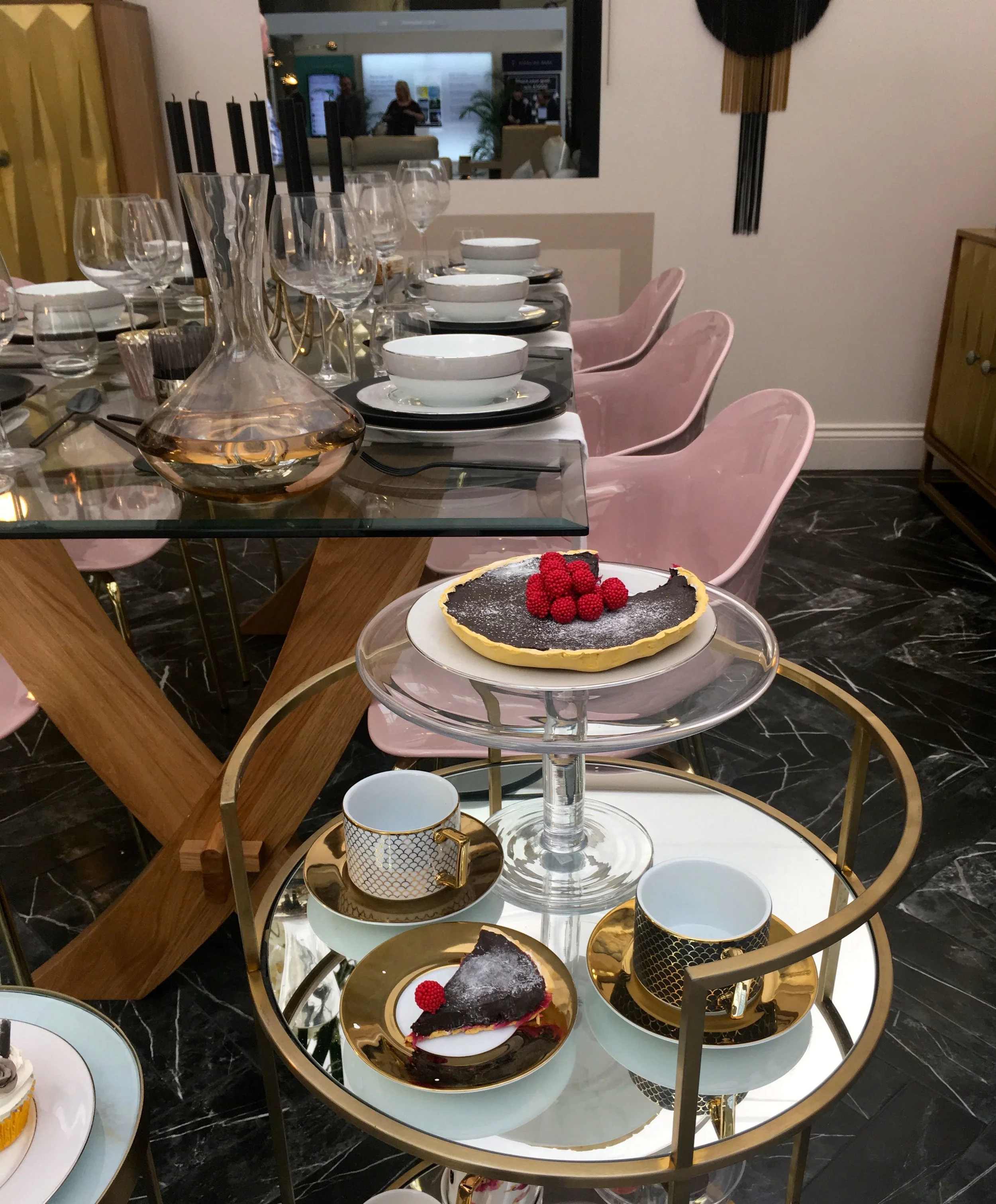 afternoon tea on a gilt trolley