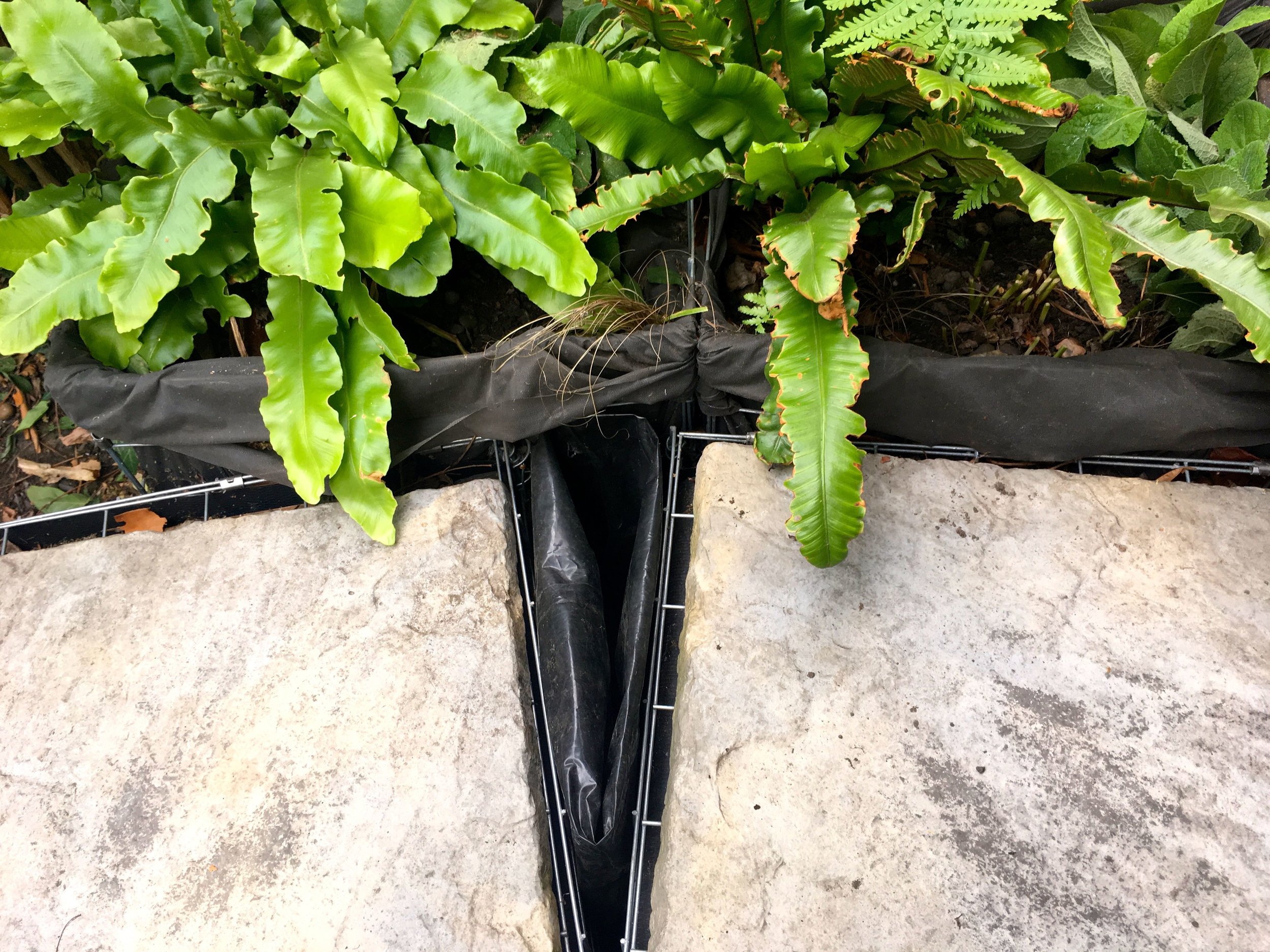A triangular gap in our gabion basket layout