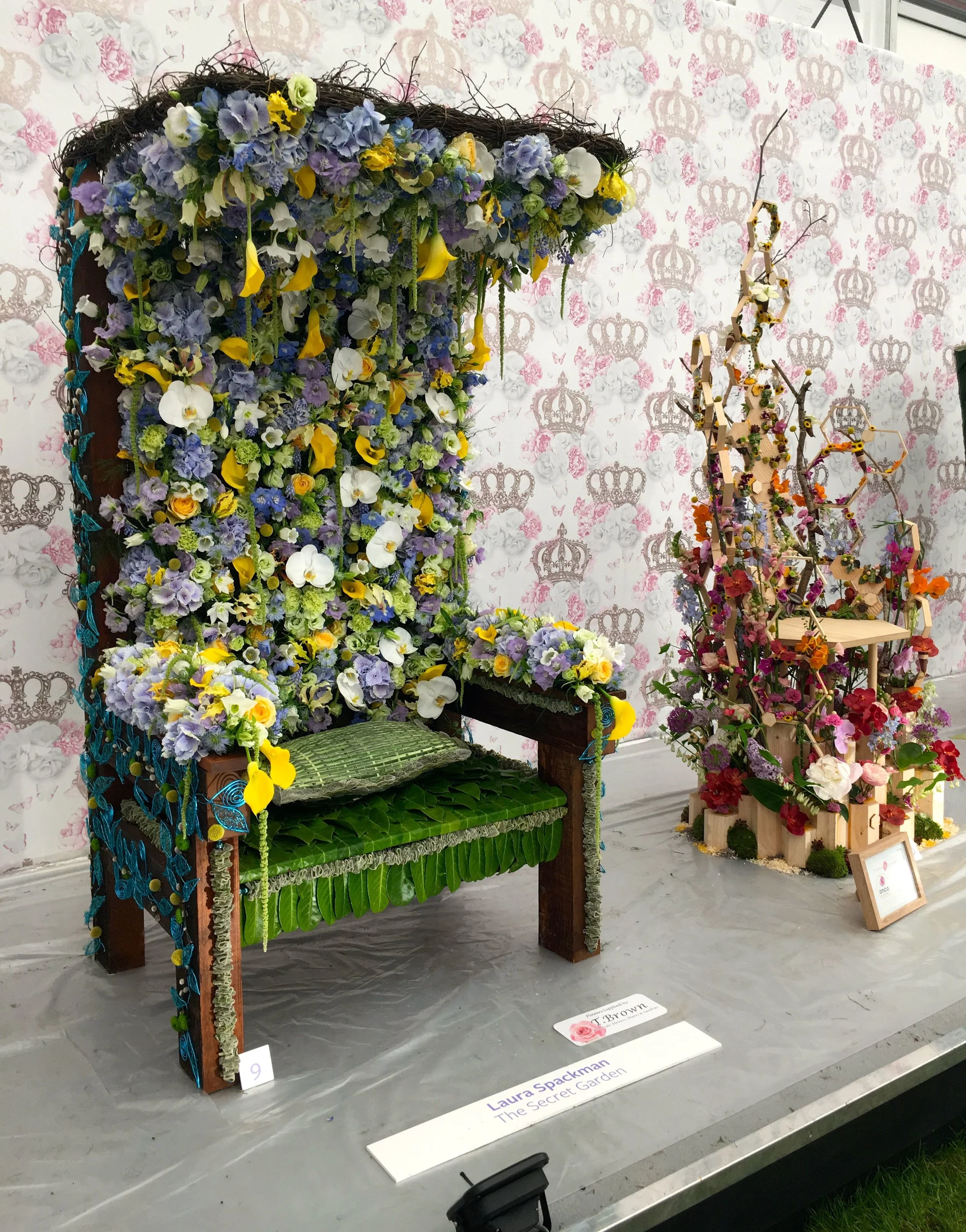 A canopied throne at the Chelsea Flower Show