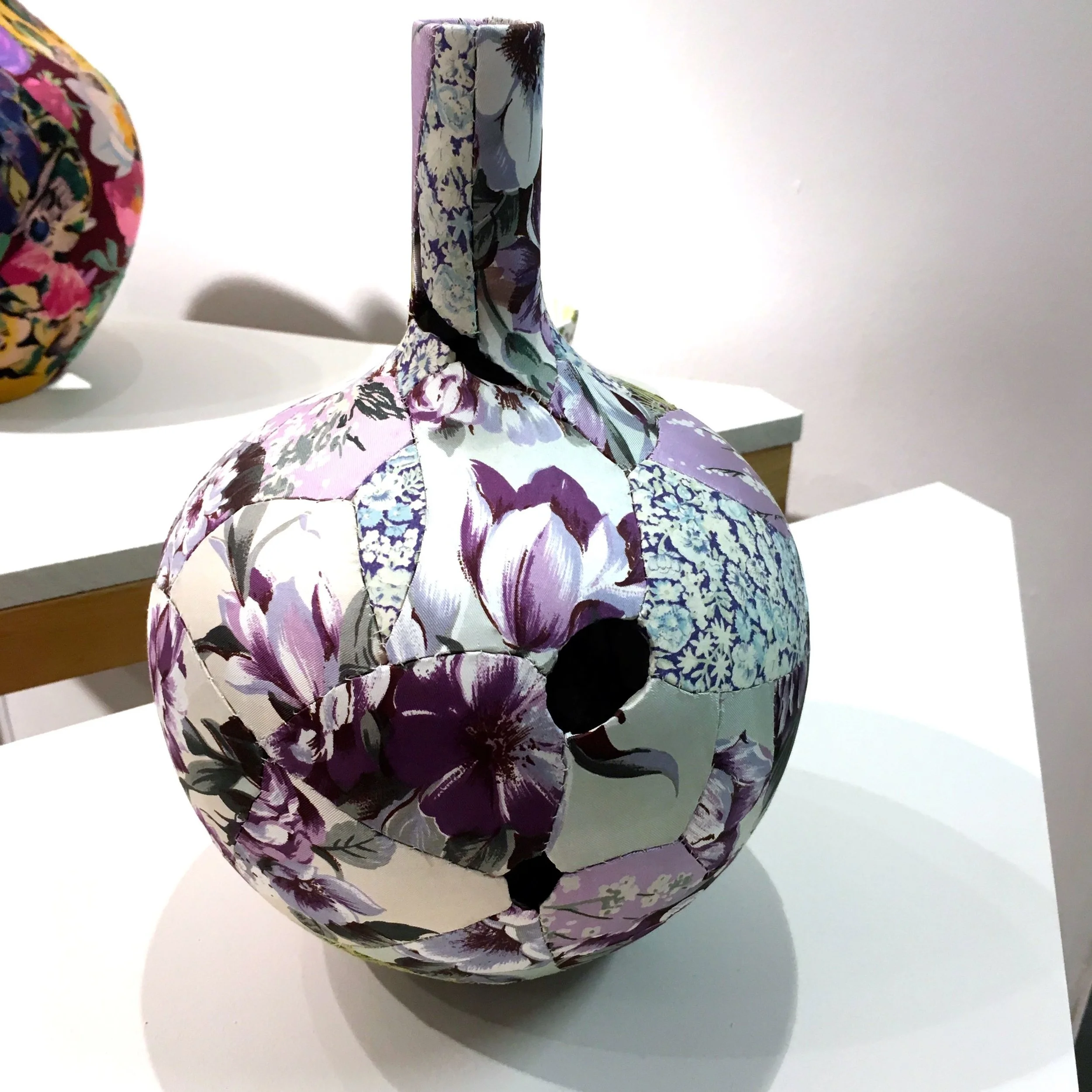 pale lilac flowers and patterned material mixed together