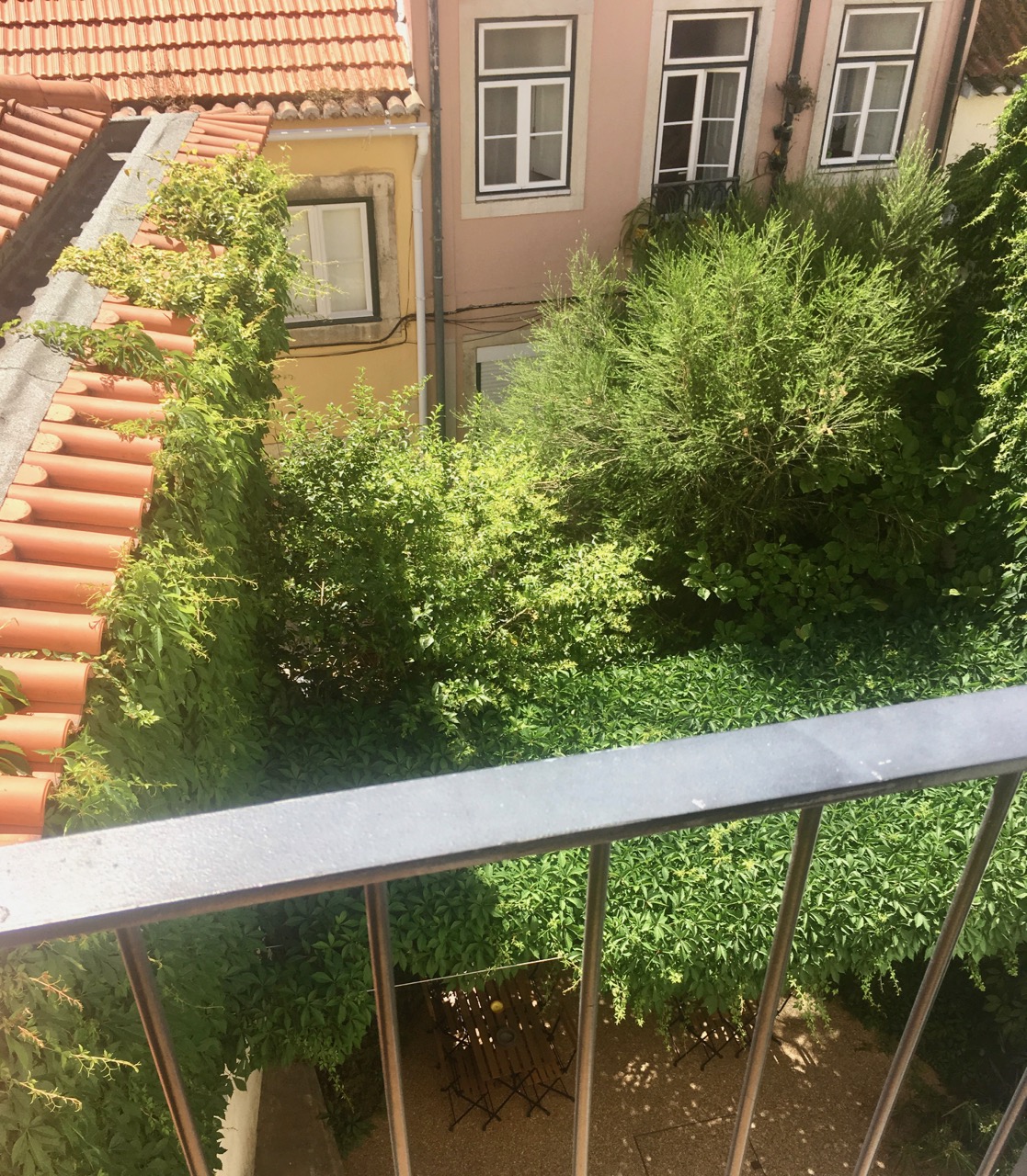 the view from the bedroom to the garden below