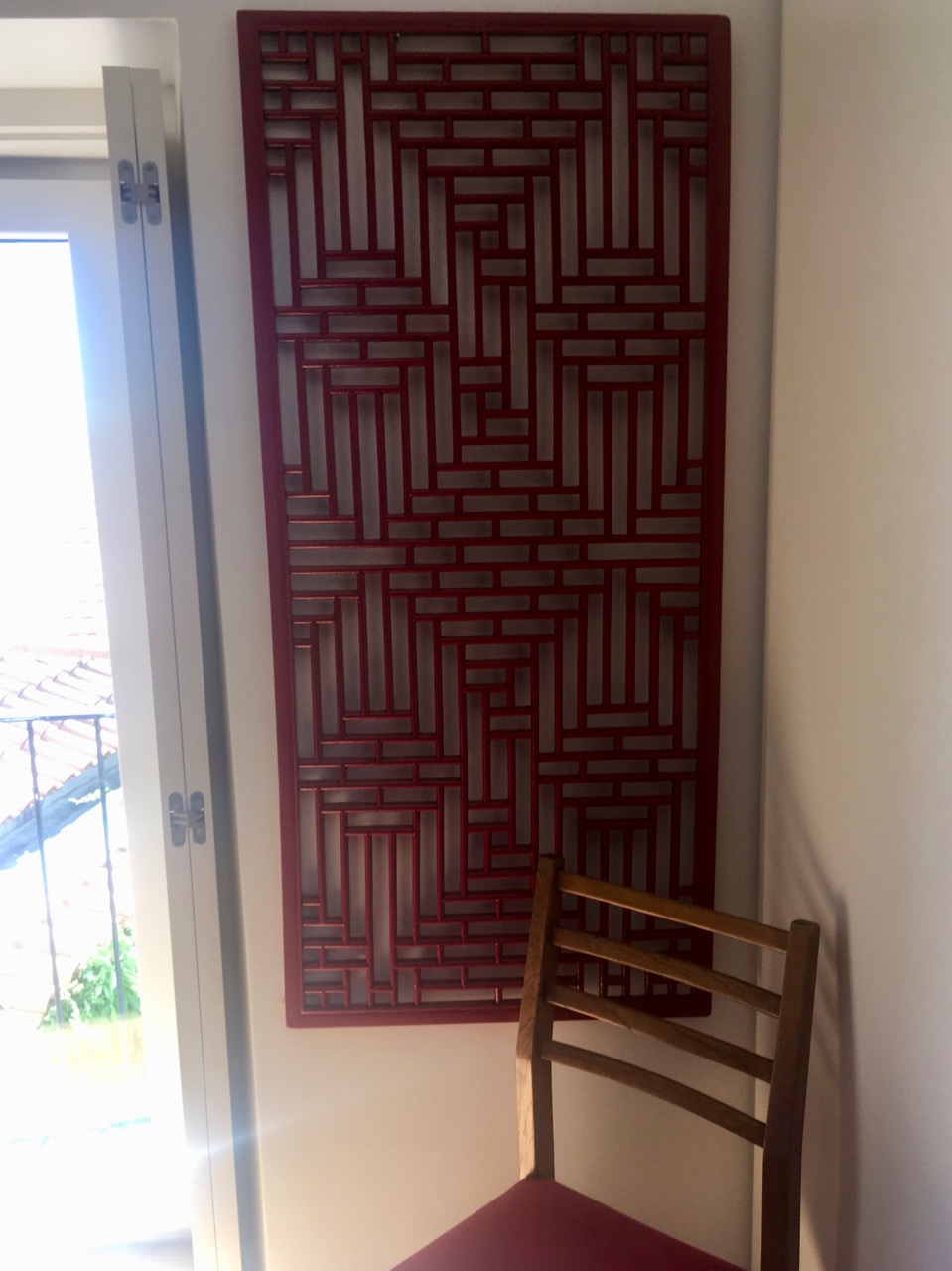 the wall hanging in the bedroom