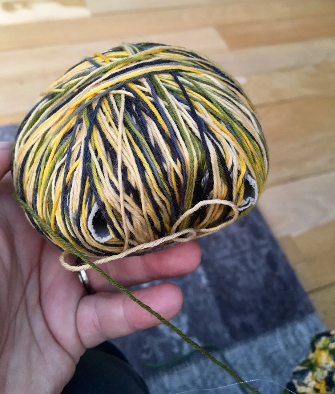 the much smaller ball of wool that's left