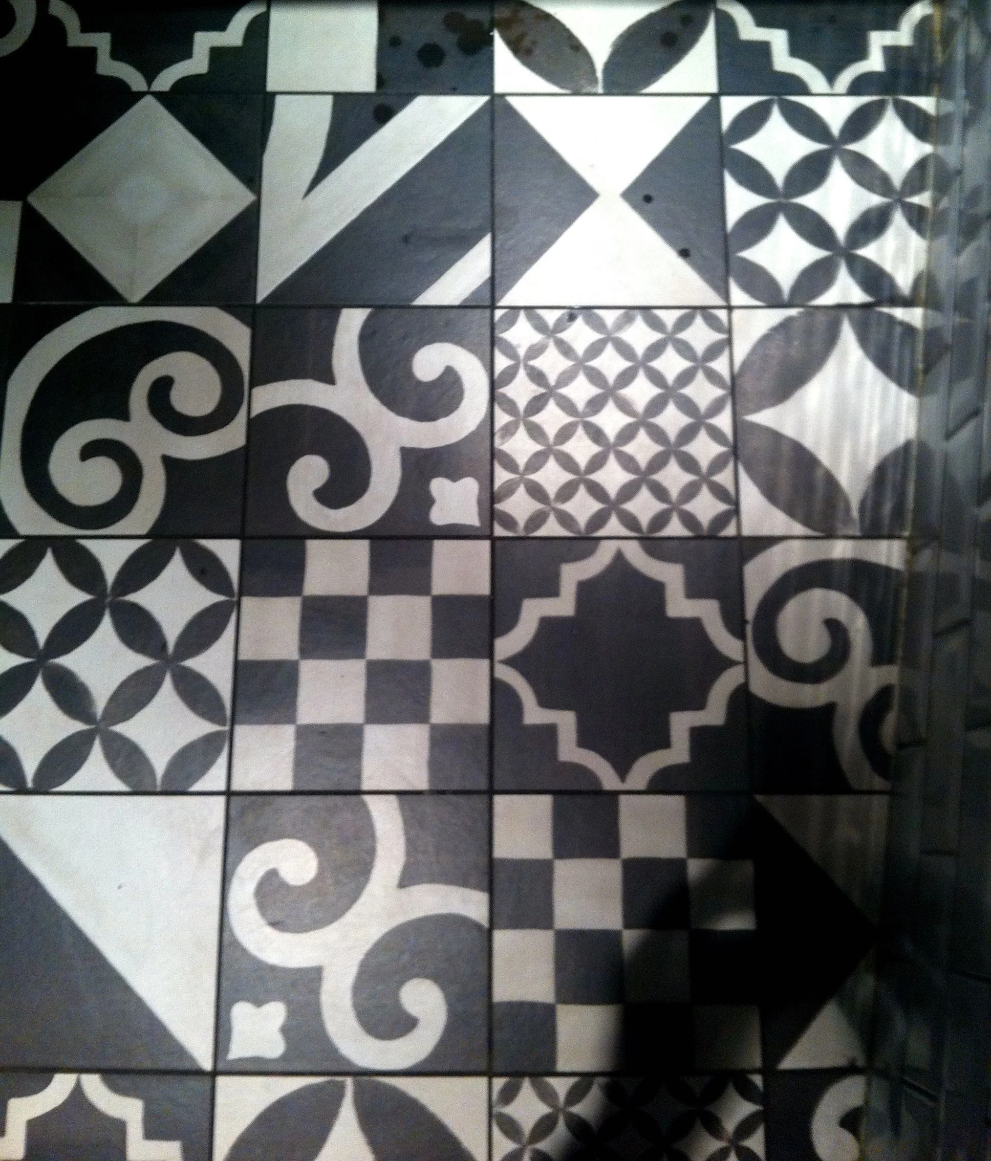 geometric tiles on the floor