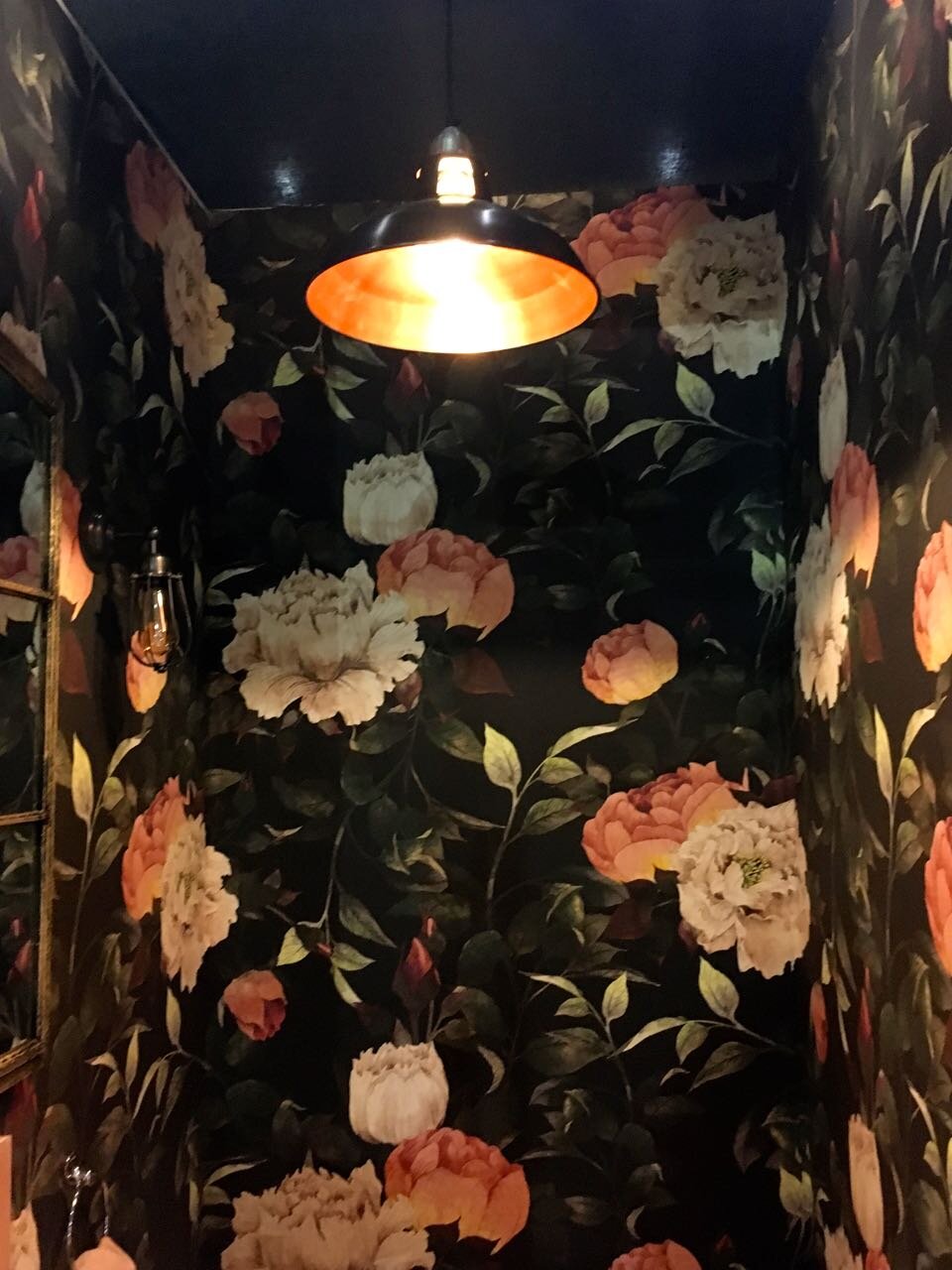 an industrial light with a copper inner