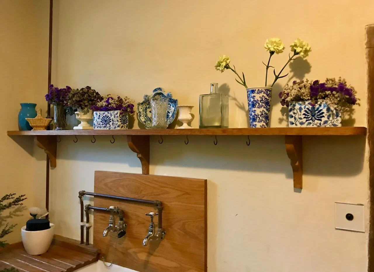 A shelf for vases