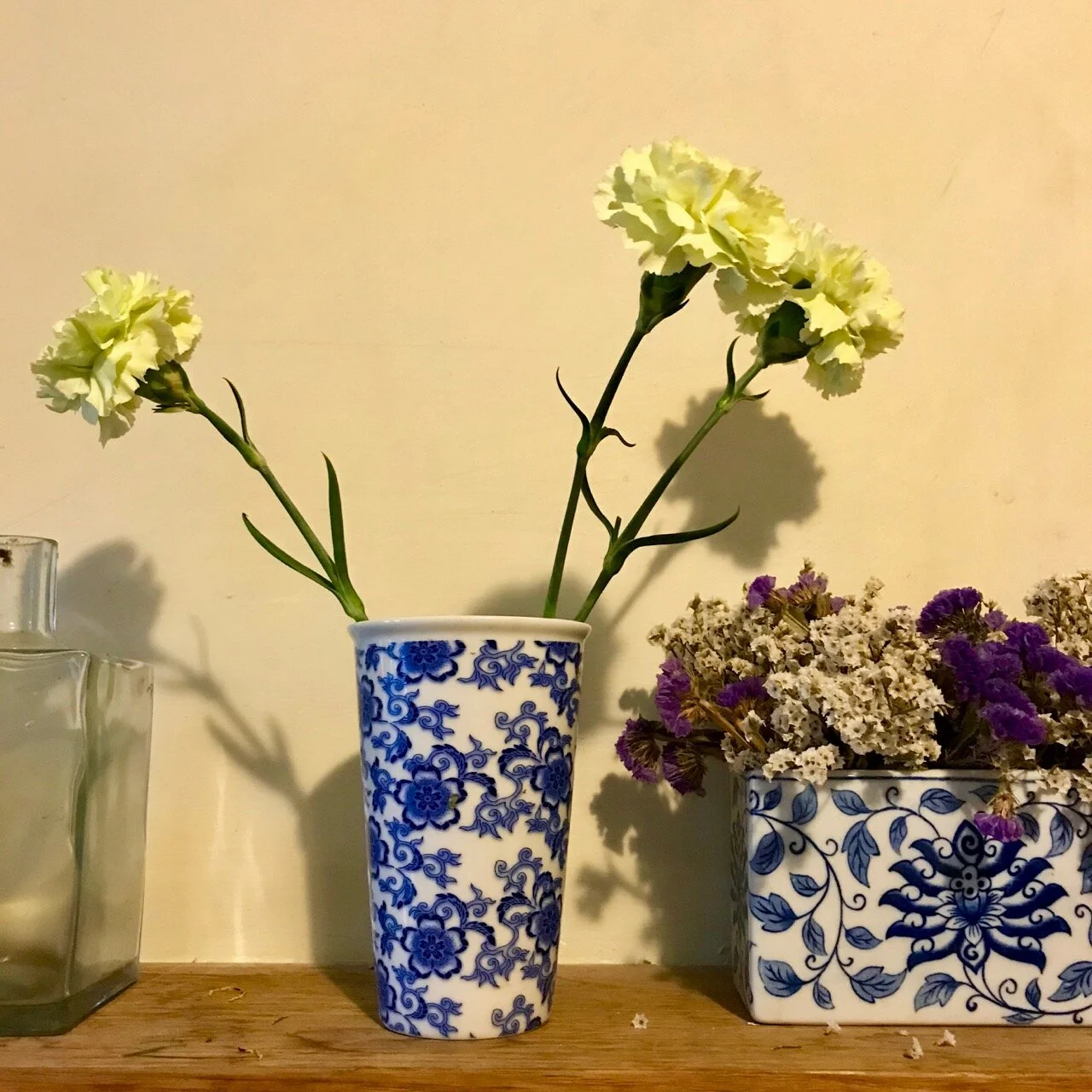 carnations on the shelf
