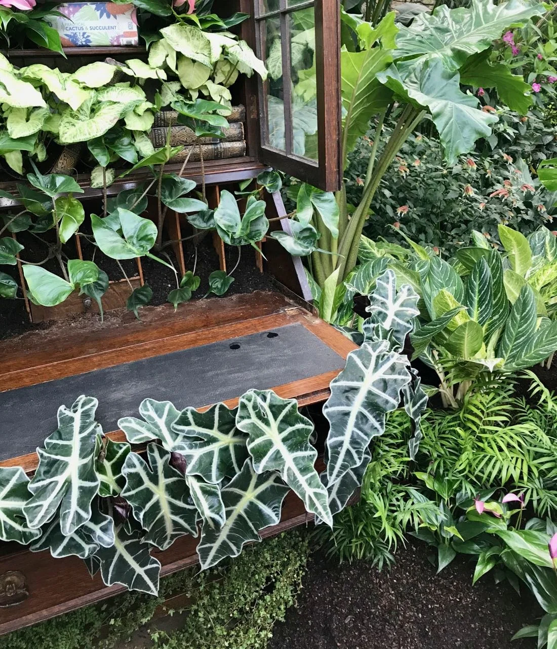 distinctive leaves edging the writing bureau