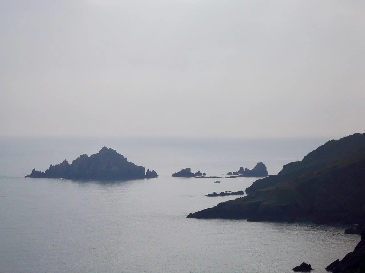 a misty devon coastline