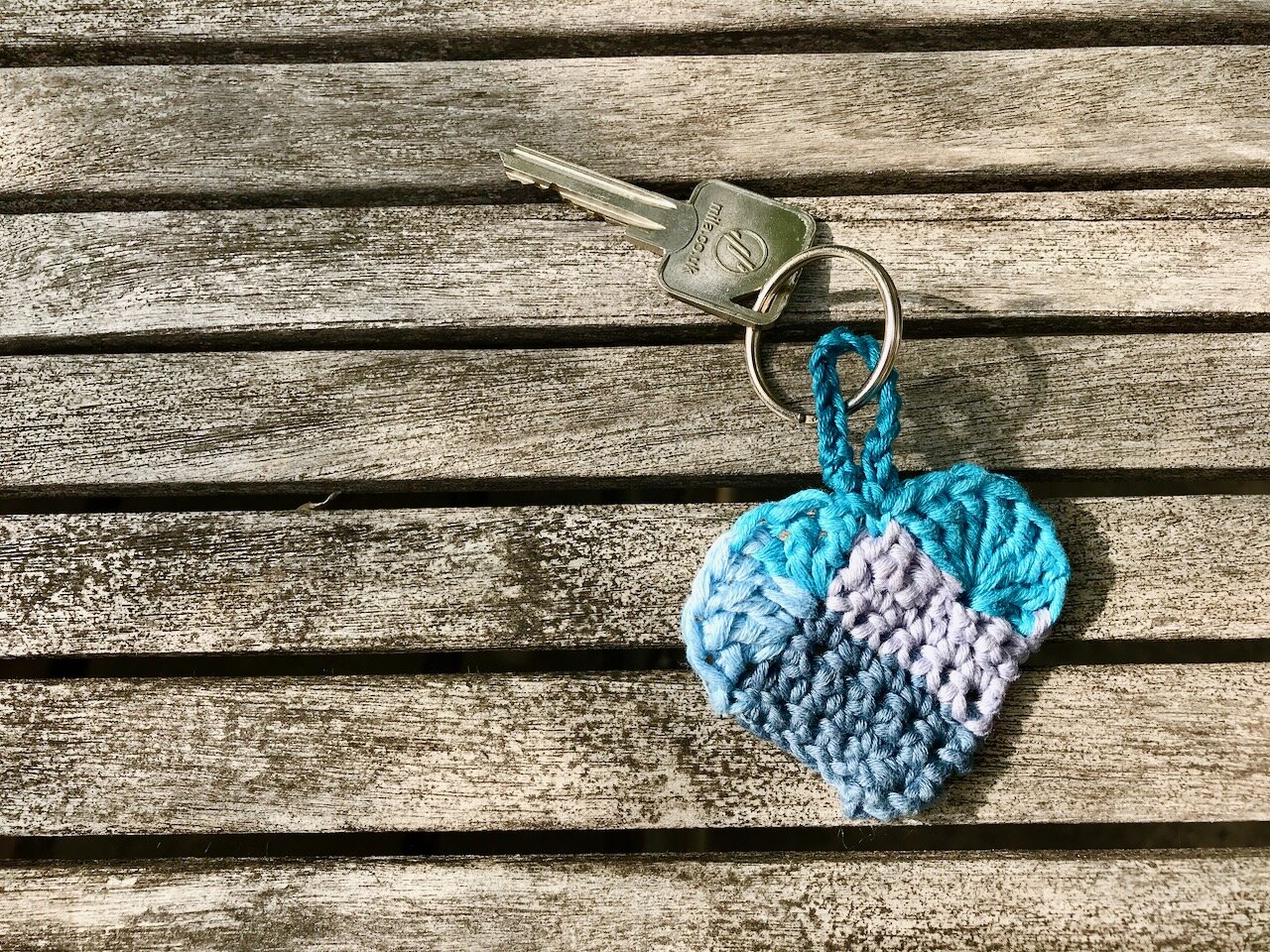 A new crocheted heart key fob