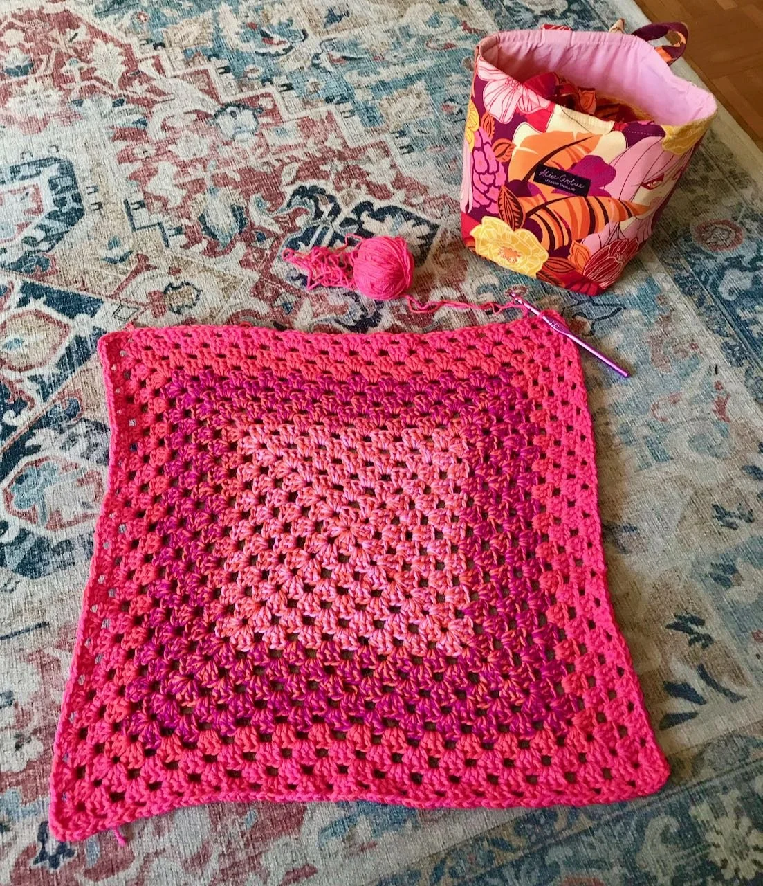 the Granny Square grew quickly, the ball of wool shrunk quickly too