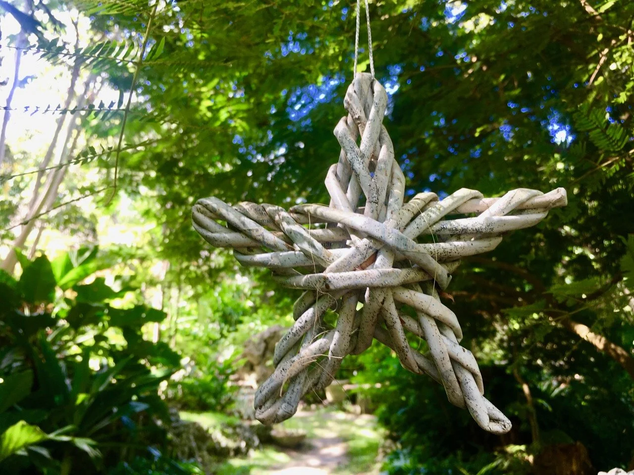 a closer look at the star made from newspaper