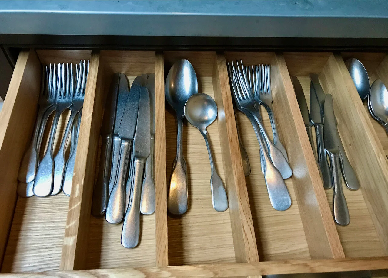 cutlery in a drawer