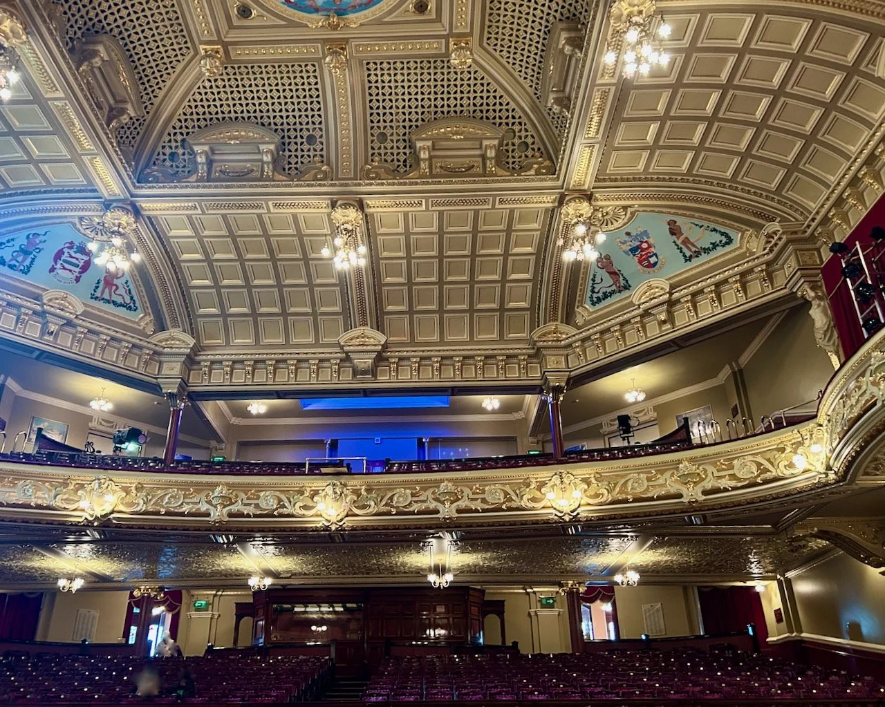 Looking at the stalls and circle at the grand and gilted Harrogate Theatre
