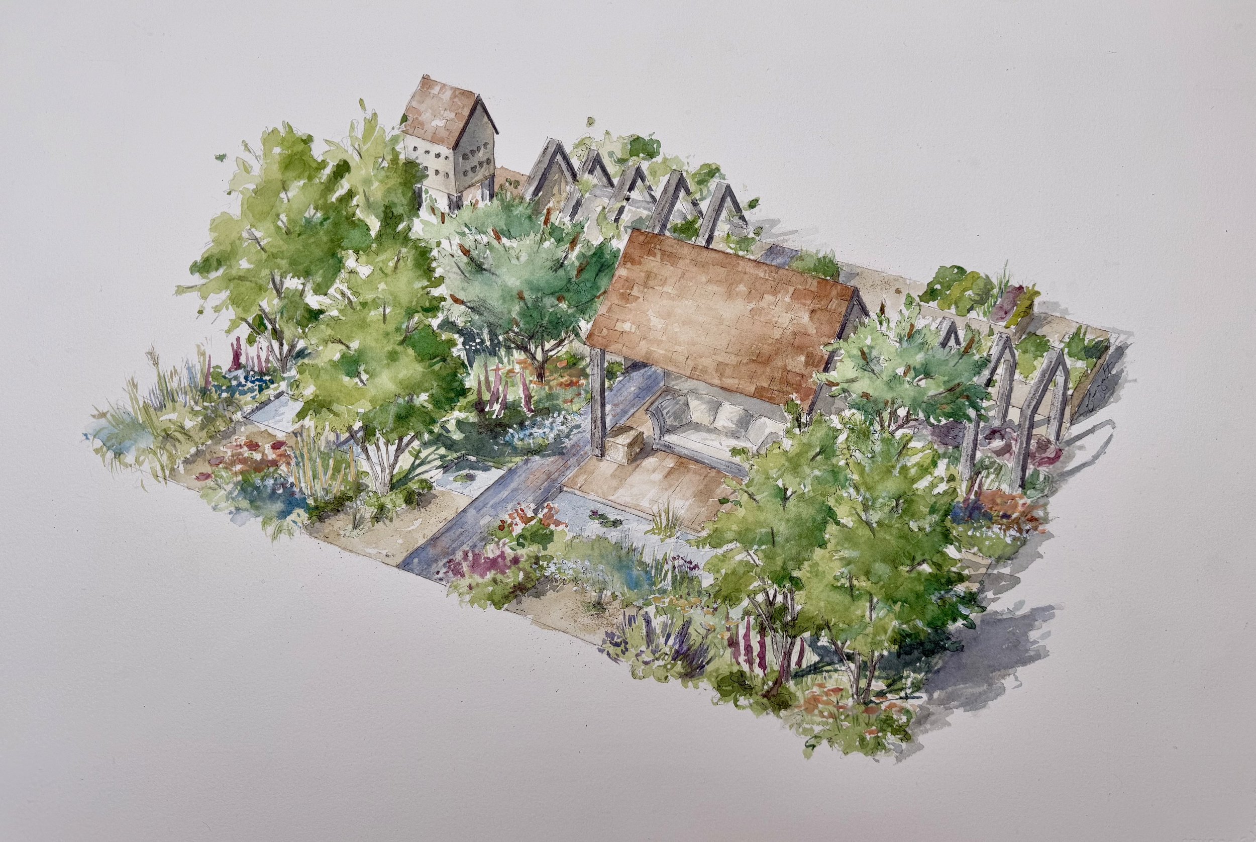 Picture credit © BBC Gardeners’ World Live - A Sketch of Nick Bailey's Headline Show Garden, The Plant-Based Garden