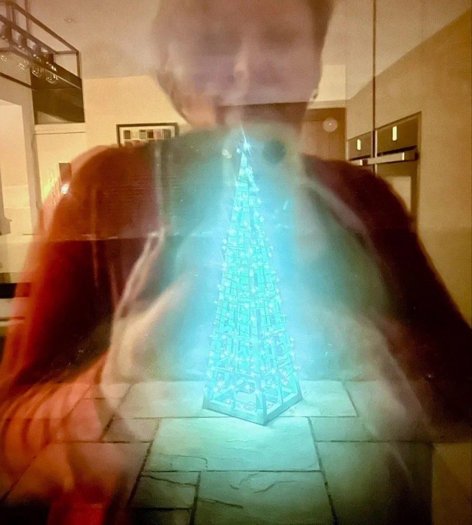 My 'creative' christmas tree with the reflections of the kitchen