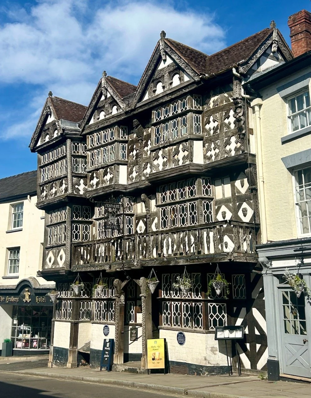 The facade of the Feathers in Ludlow