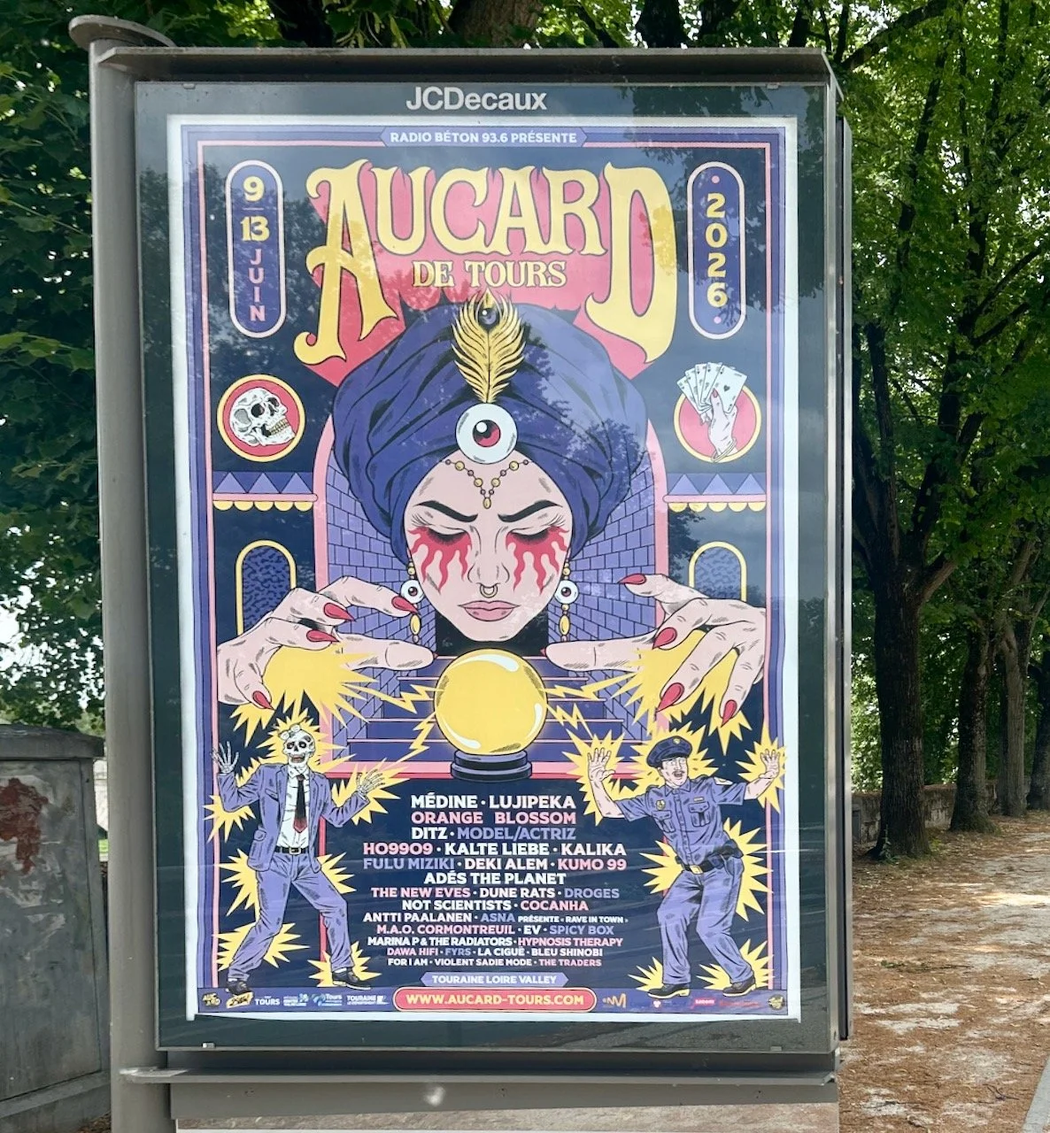 Aucard de Tours Festival poster on the banks of the River Loire