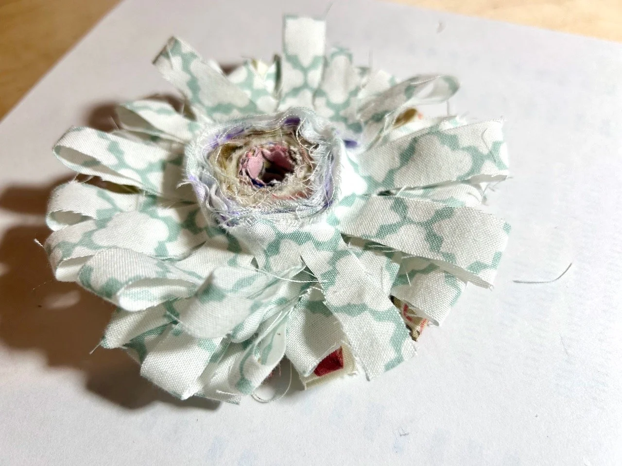 The reverse of the finished rosette