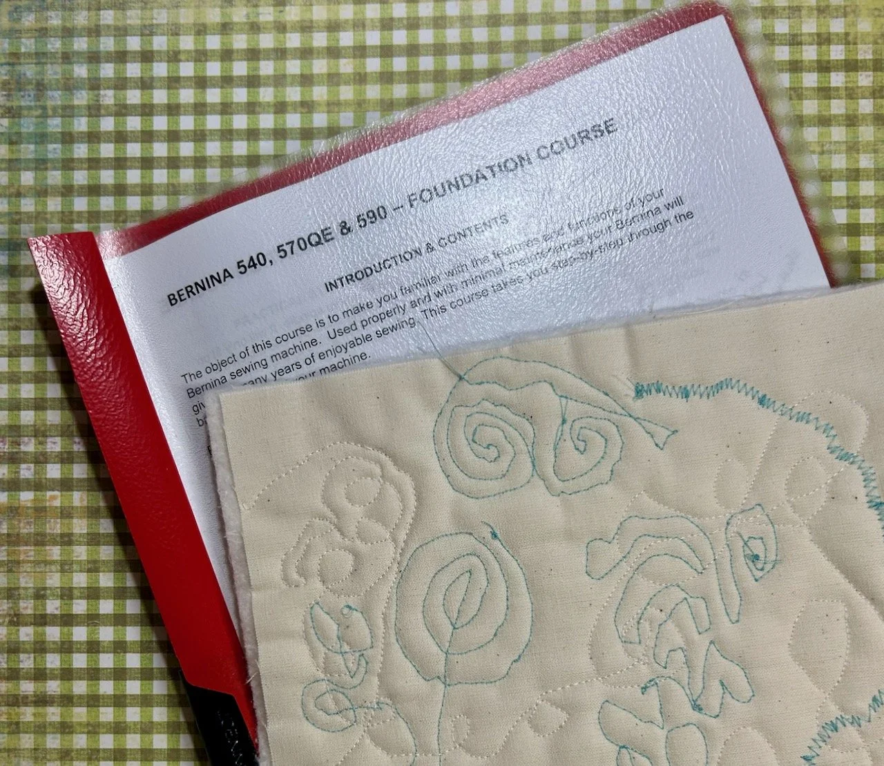 The notes and one of the samples from my Bernina training course
