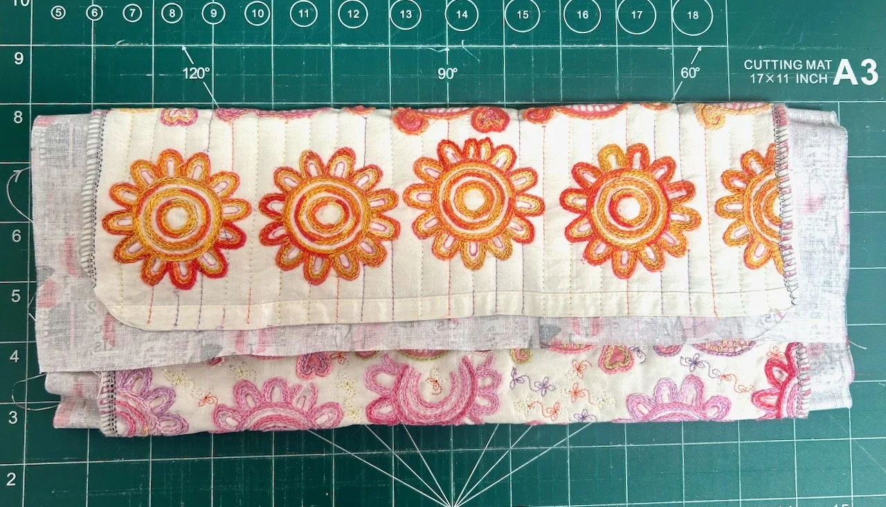 Testing out the folding to form a pouch