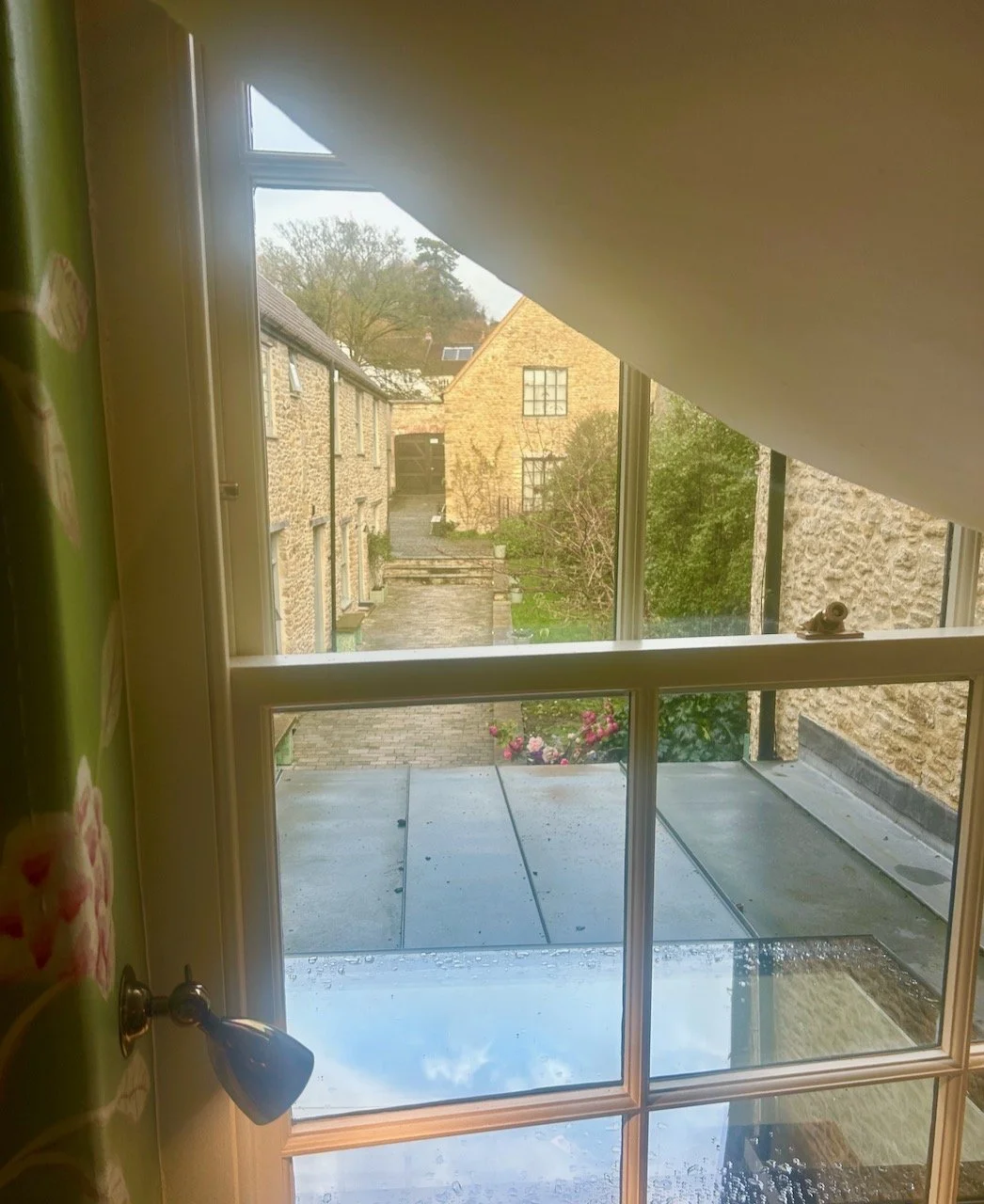 A glimpse of the courtyard garden from part way up (or down!) the stairs