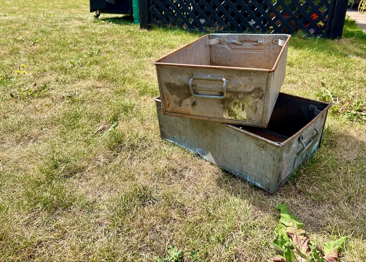 Vintage metal boxes for the greenhouse I don't yet have