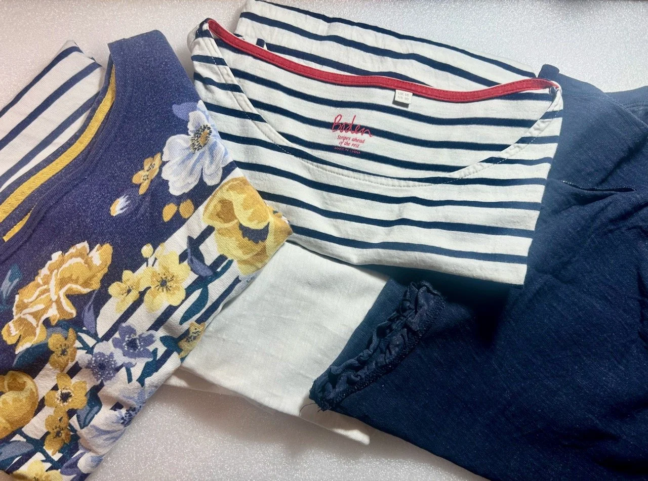 Four well worn tops of mine ready for their next iteration, whatever that may be