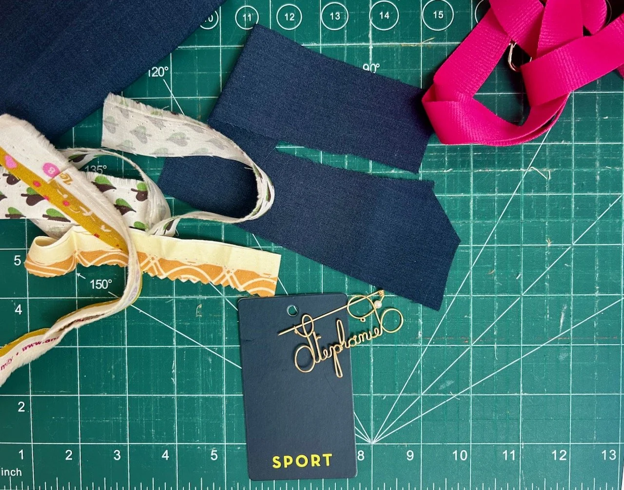 The starting point and materials for my impromptu name badge