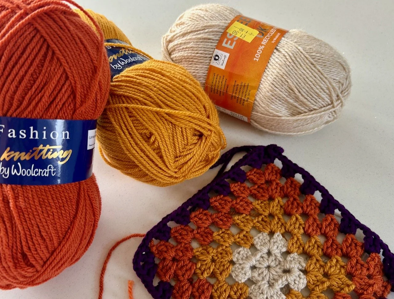 autumnal colours edged with purple for these granny squares