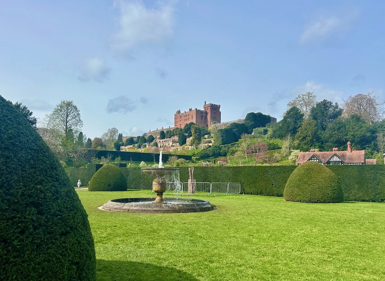 Looking back from the lower level up towards the castle and the terraced garden